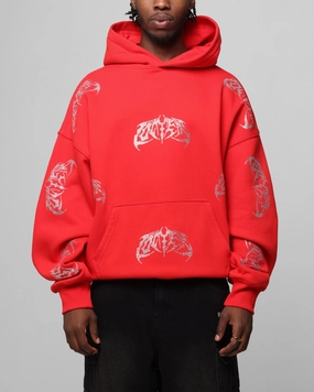 Loiter Metal Rhinestone Hoodie Red AbrasionResistant Finish Reconfigurable