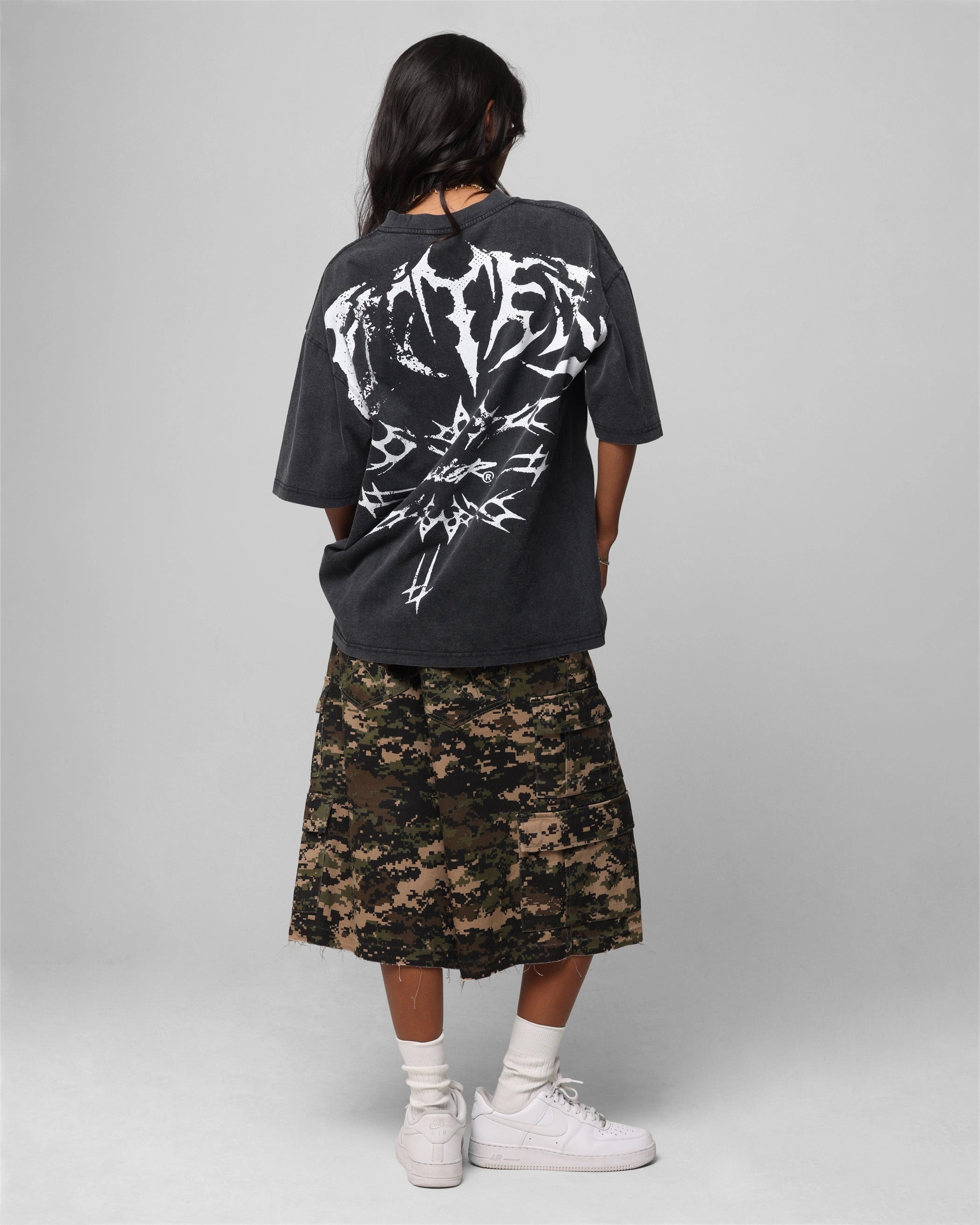 Loiter Metal Stacked Vintage T-Shirt Vintage Black Unisex style Casual Layering