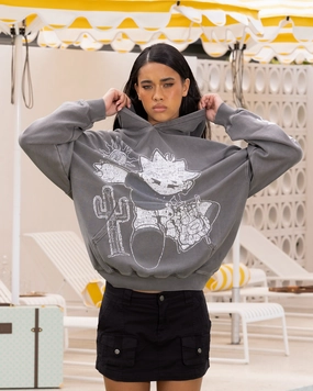 Loiter Midsummer Vintage Hoodie Charcoal Street Edge Launch