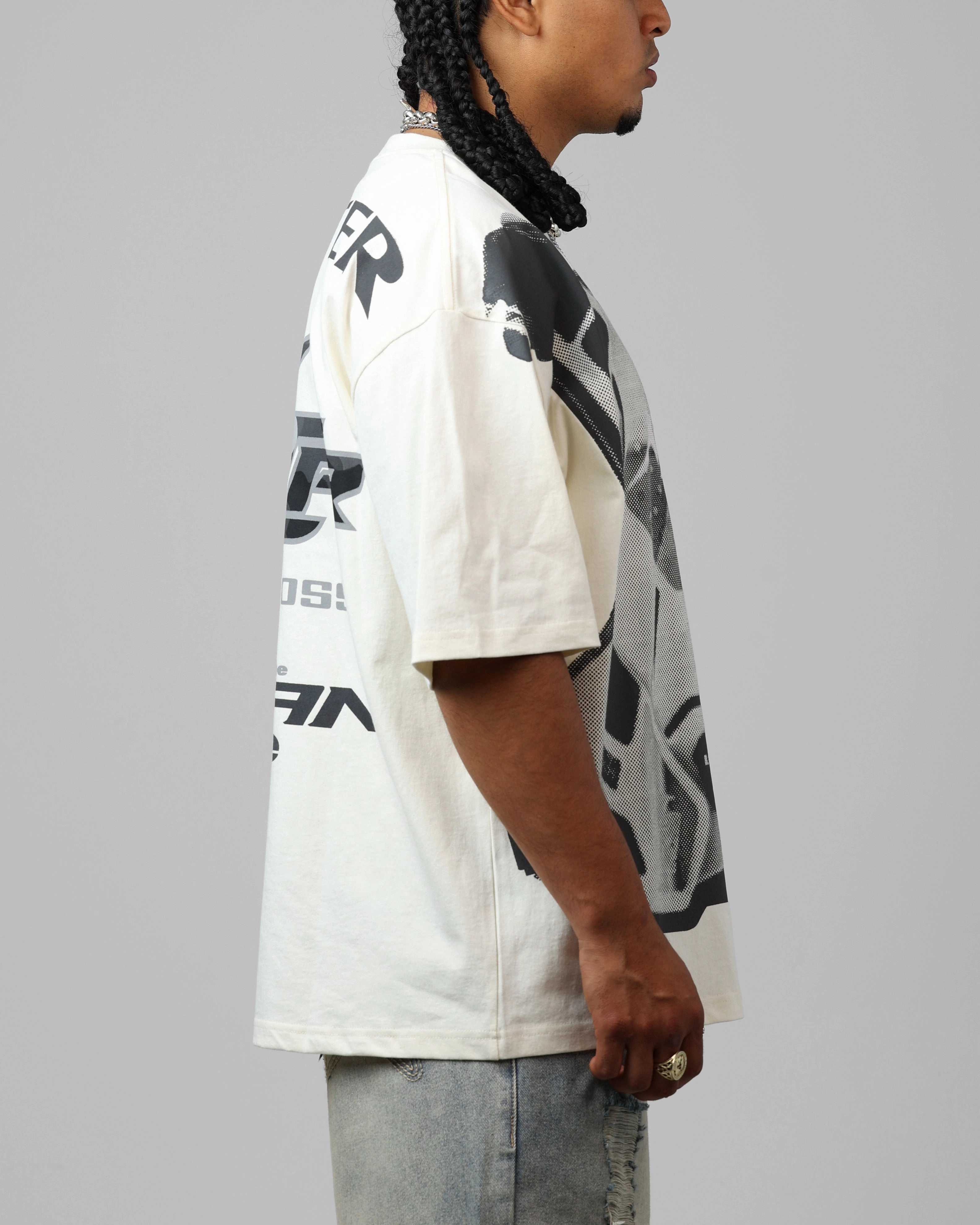 Universal Silhouette Loiter Motocross Vintage T-Shirt Off White/Grey