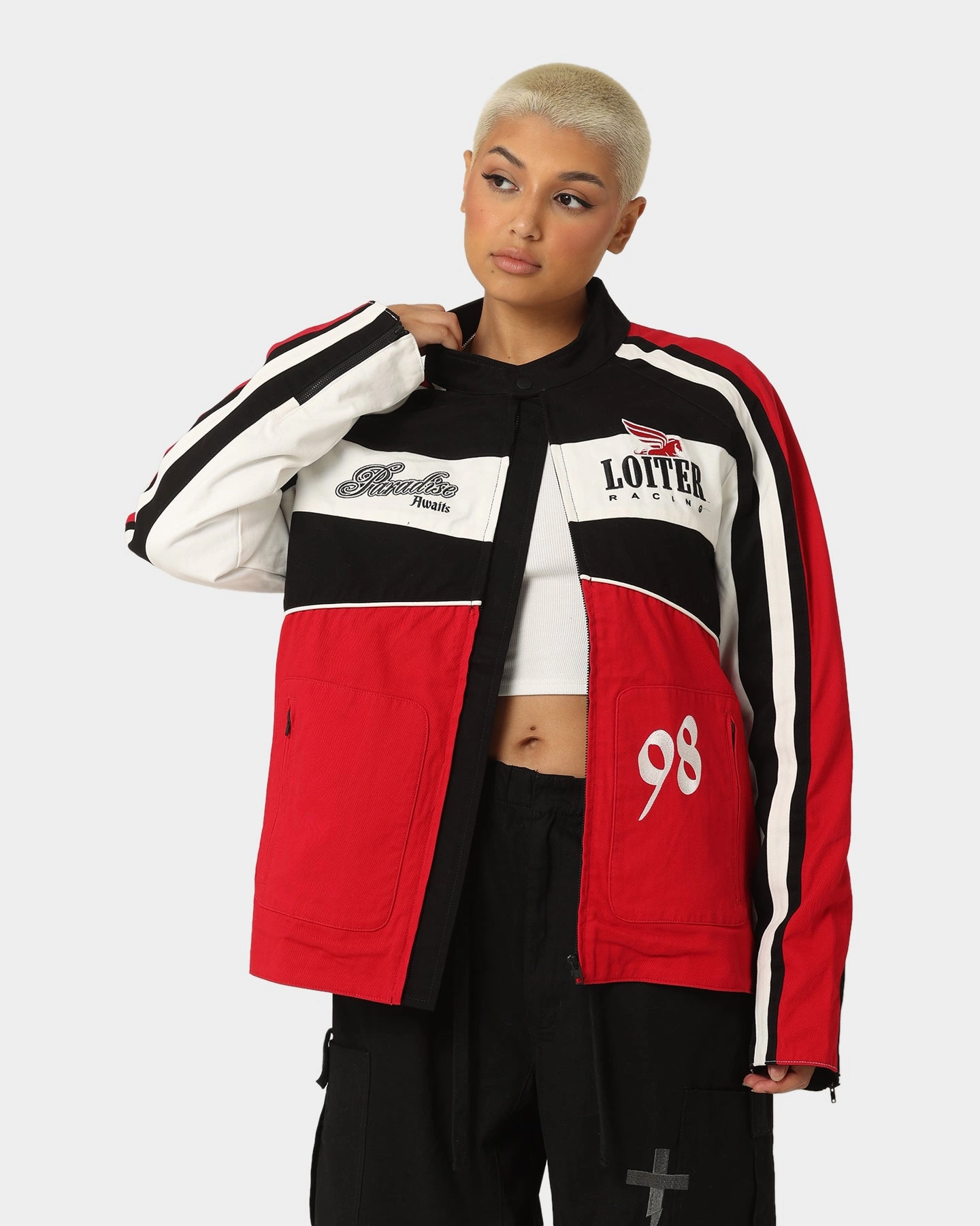 Circulate Flexible Elbow Panels Loiter Motor Jacket Red