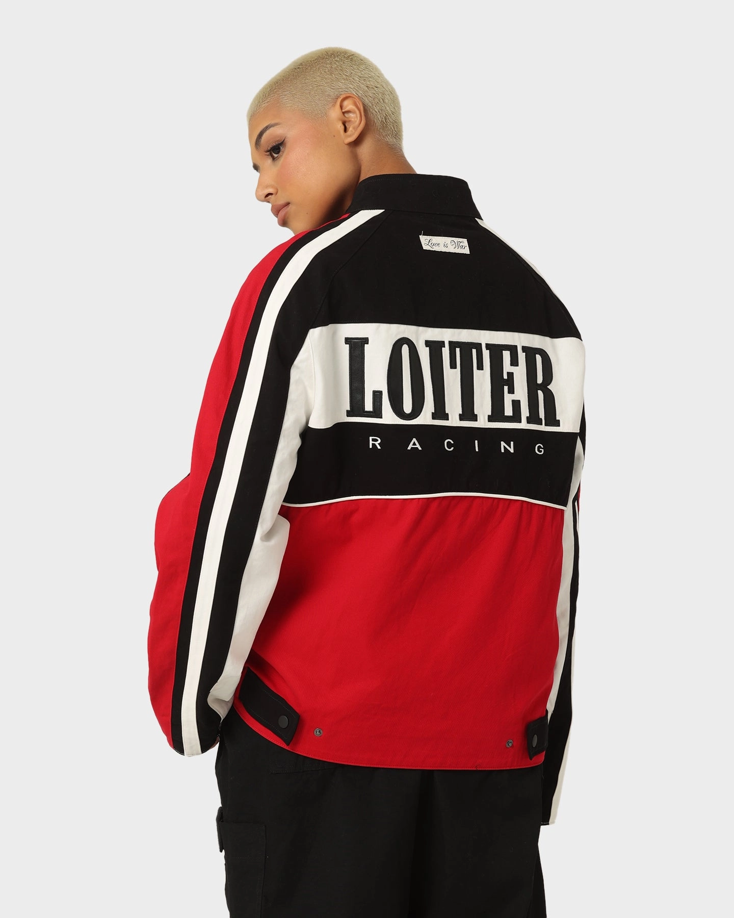 Plus Size Loiter Motor Jacket Red