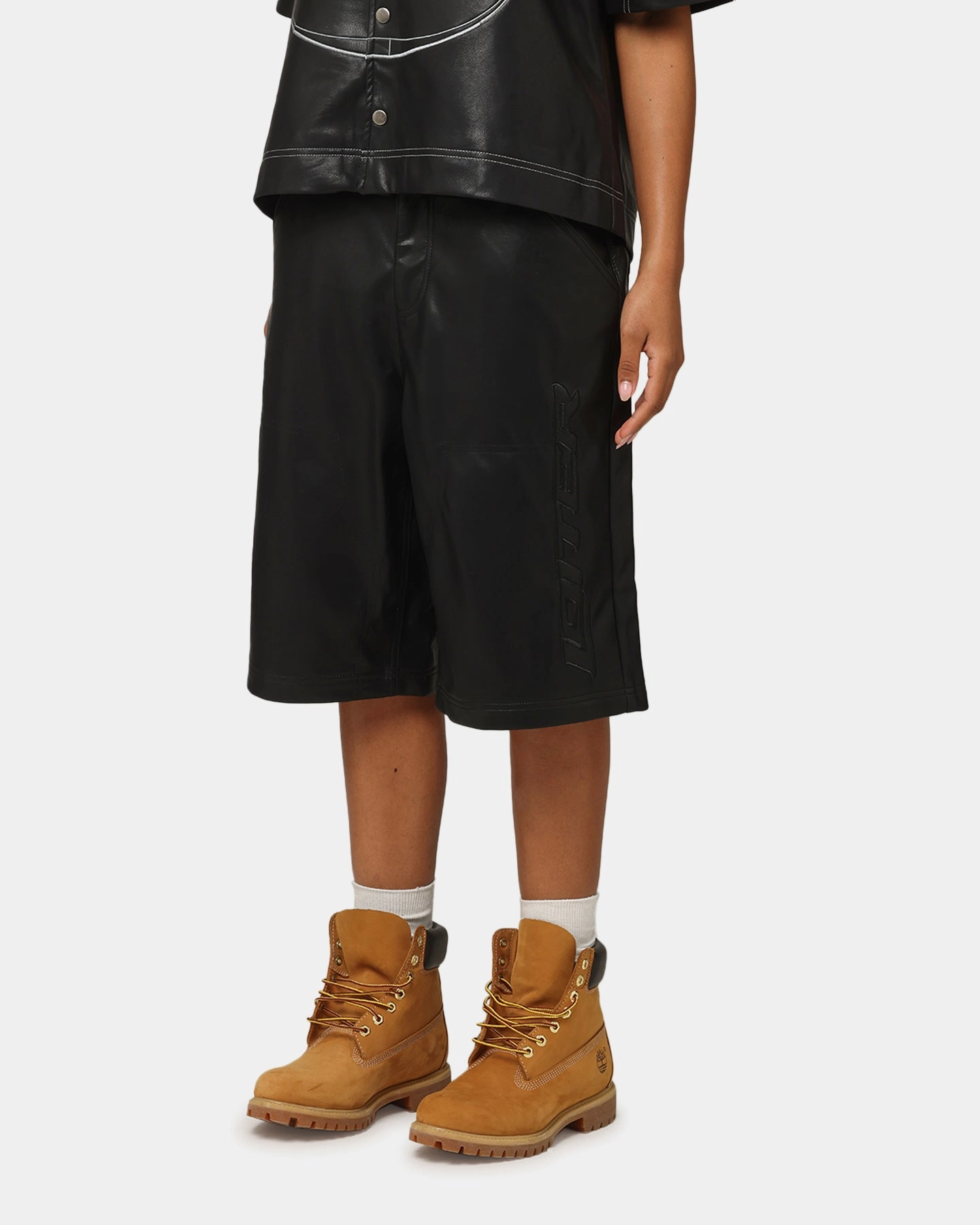 Loiter Motor PU Leather Shorts Black tall sizing