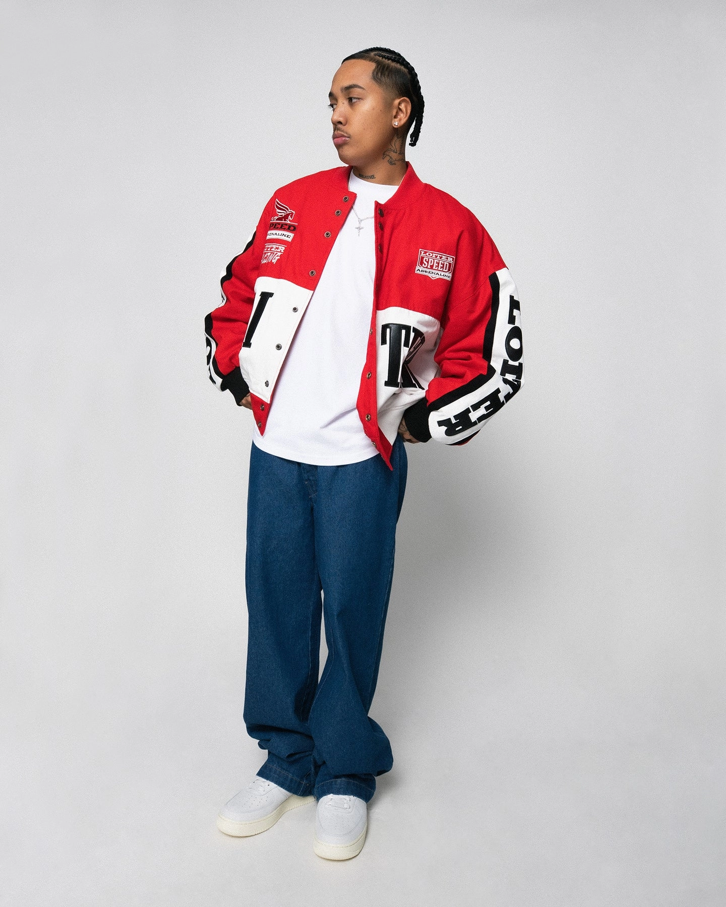 Weatherproof Shell Loiter Motor Sport Jacket Red/Off White