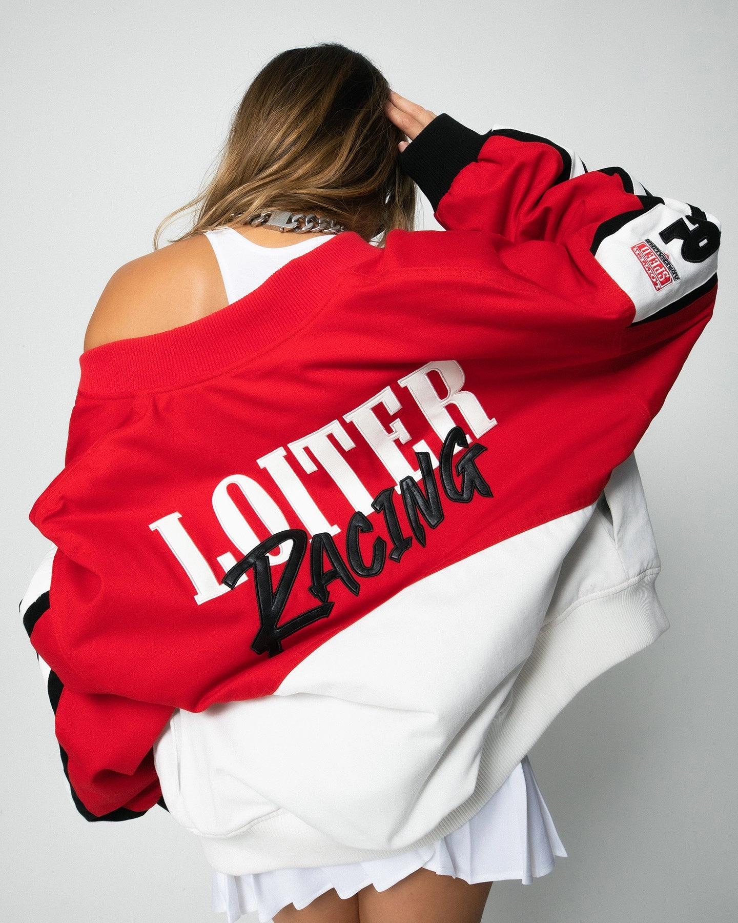 Loiter Motor Sport Jacket Red/Off White Motion Friendly