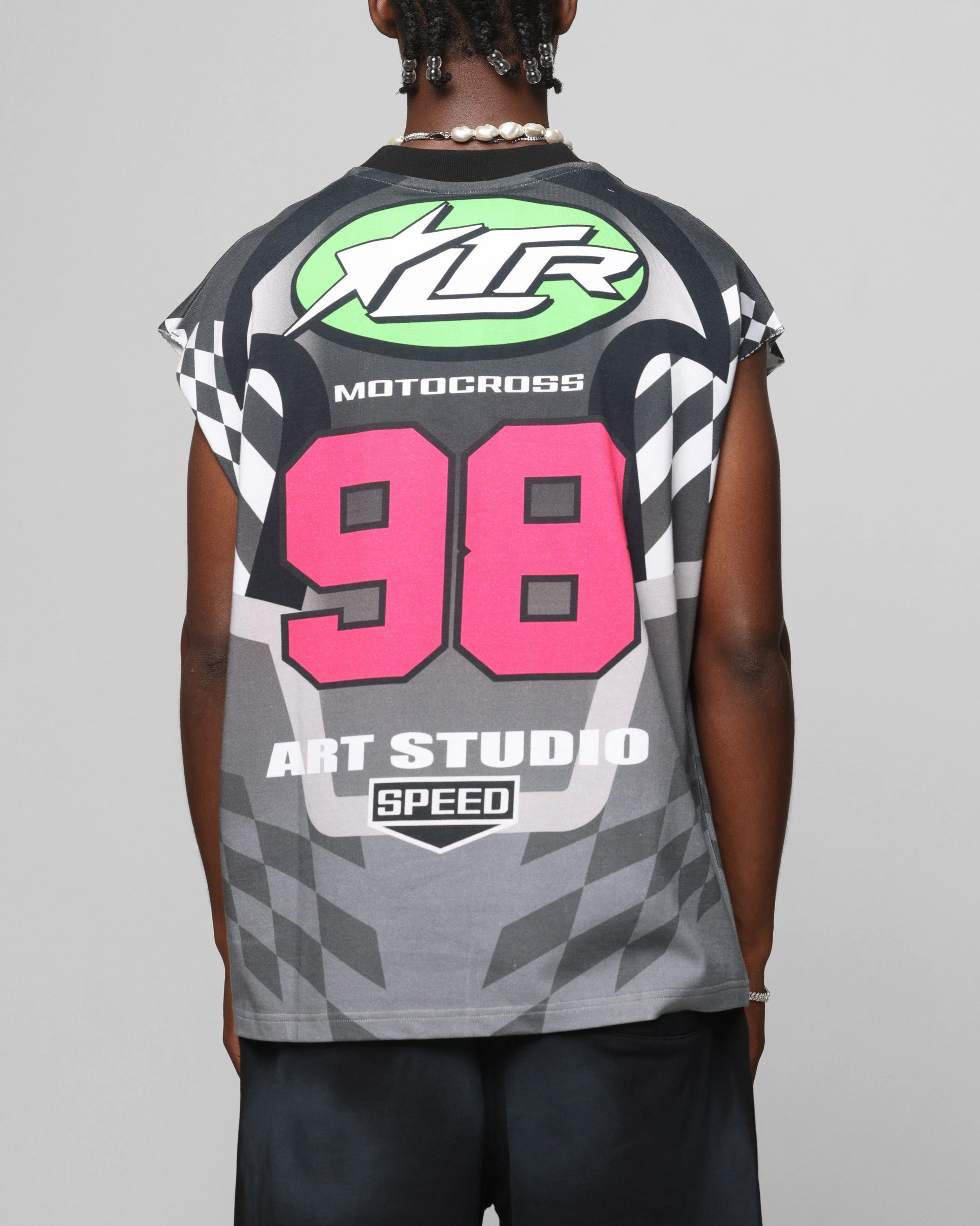 Everyday Trend Soft Wearable Loiter Motorsport Muscle T-Shirt Grey/Multi-Coloured
