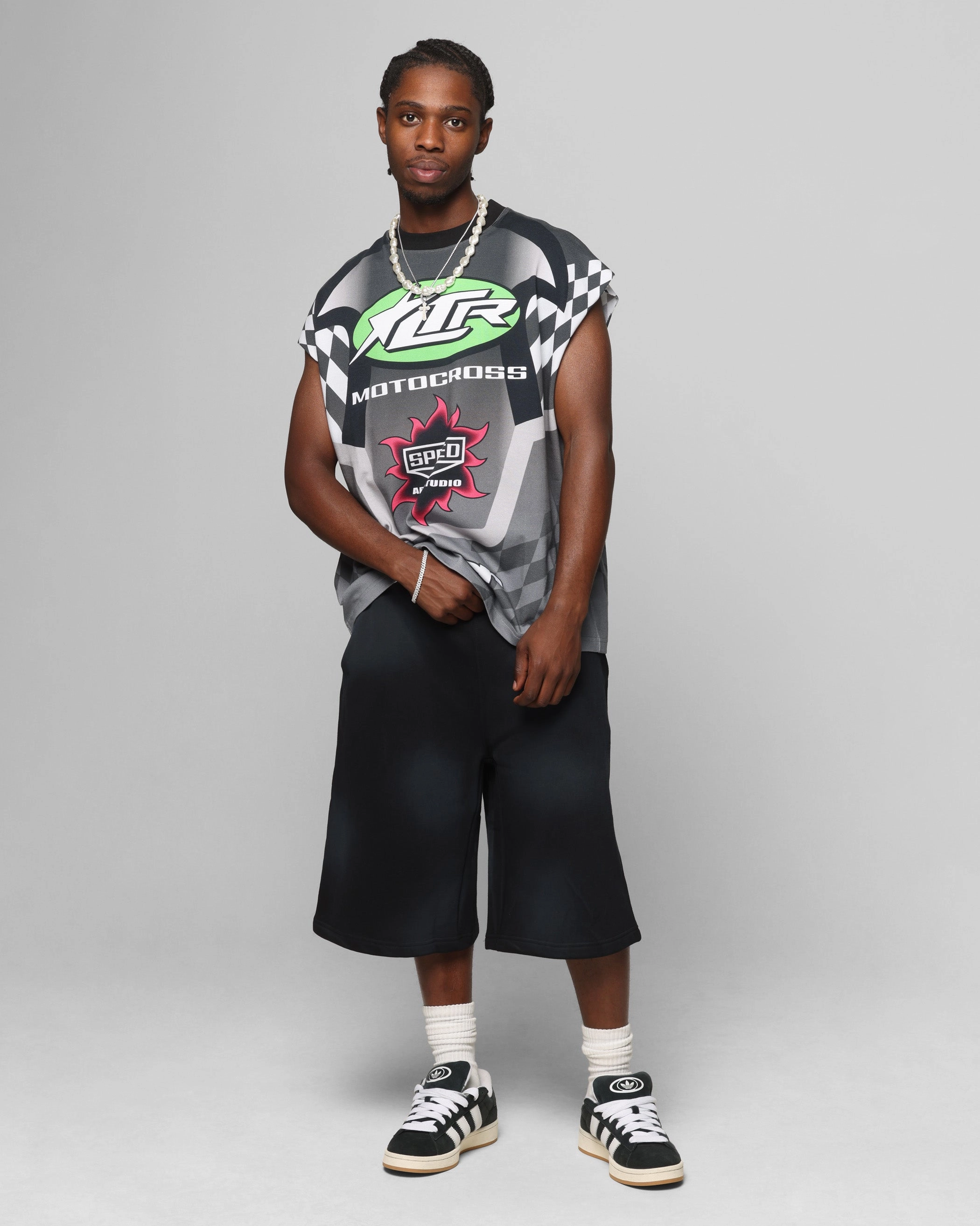 Loiter Motorsport Muscle T-Shirt Grey/Multi-Coloured Sports Outfit Cozy and Fashionable