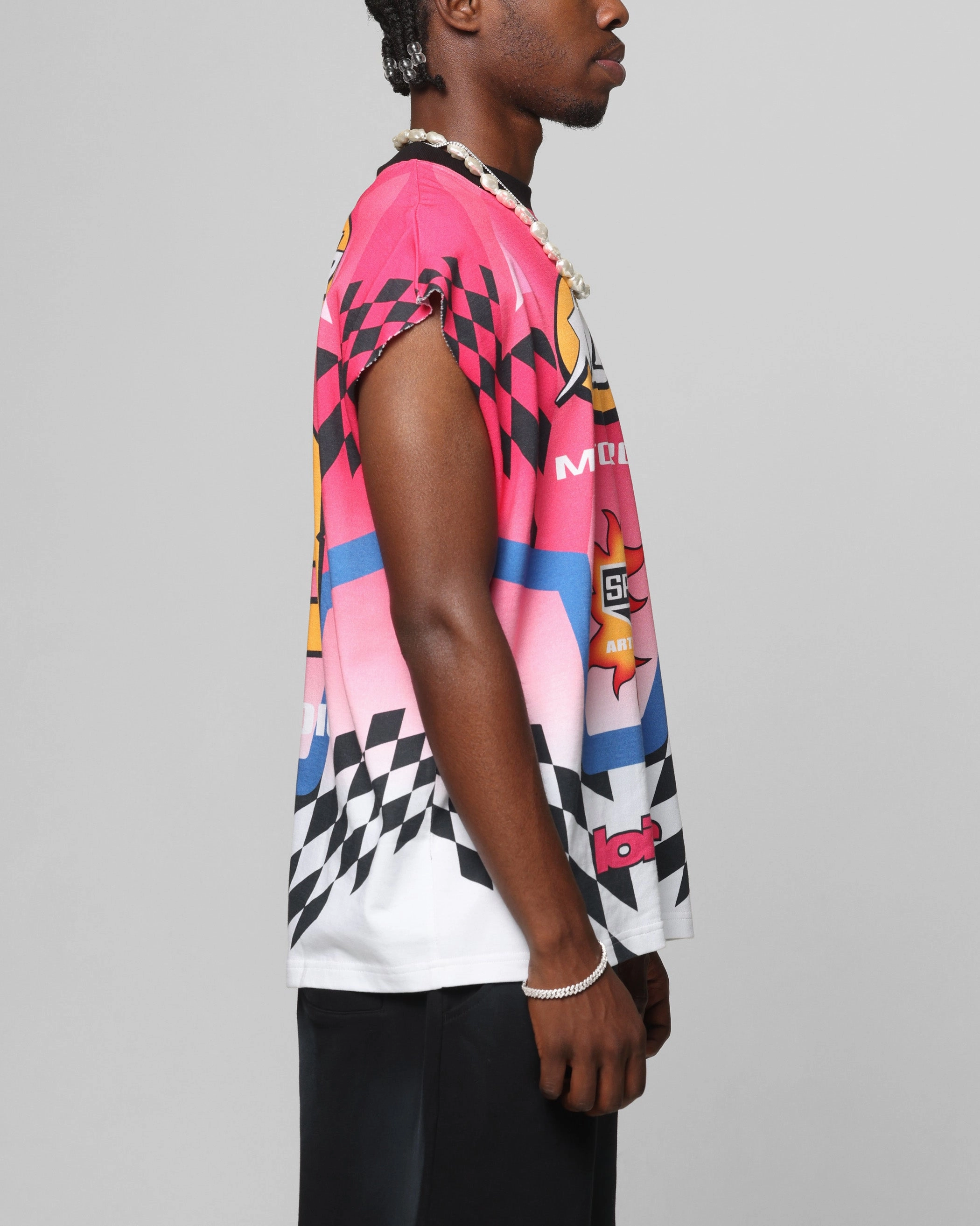 Loiter Motorsport Muscle T-Shirt Pink/Multi-Coloured MinimalistDesign