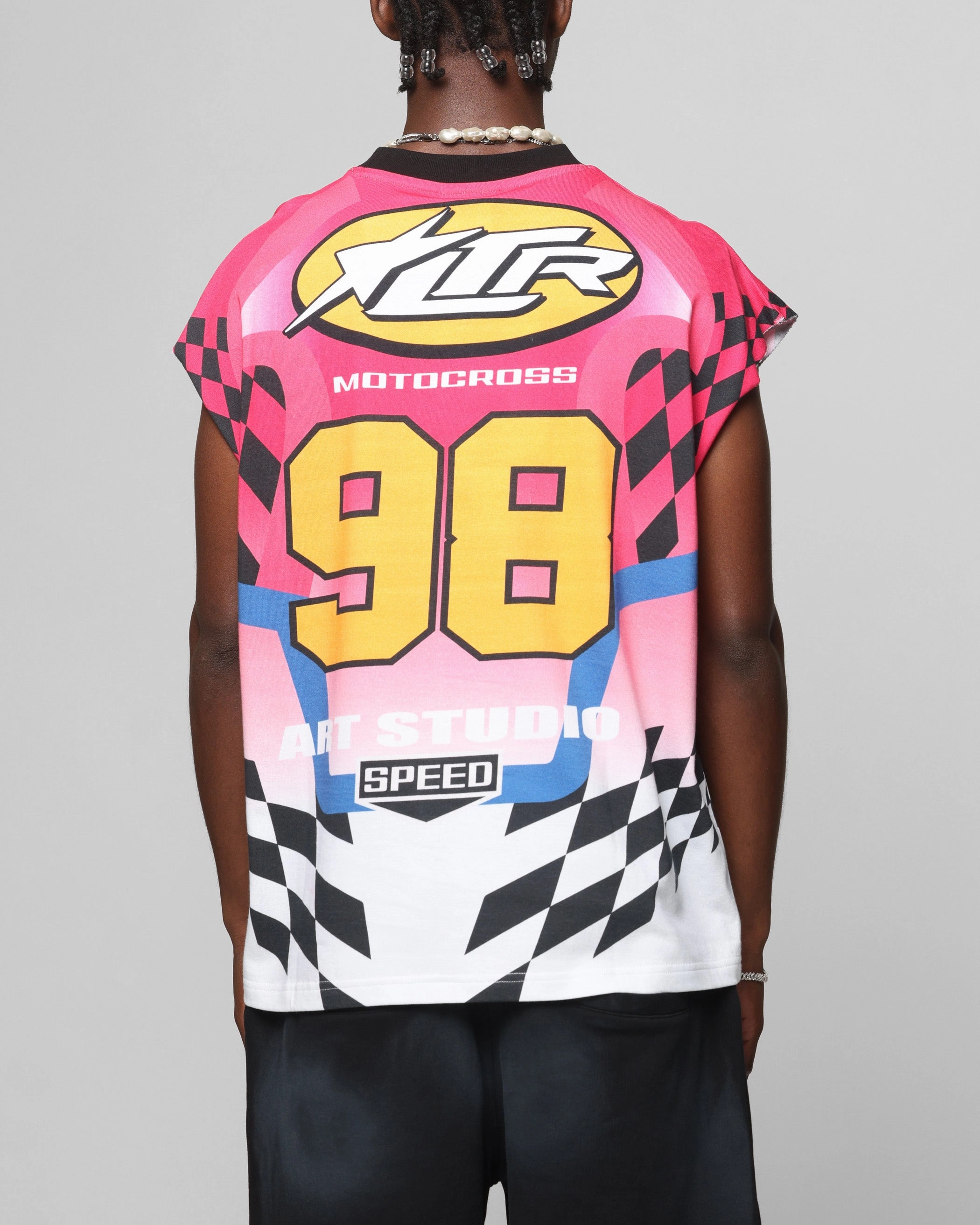Loiter Motorsport Muscle T-Shirt Pink/Multi-Coloured Relaxed Vibe ZeroDistressFinish