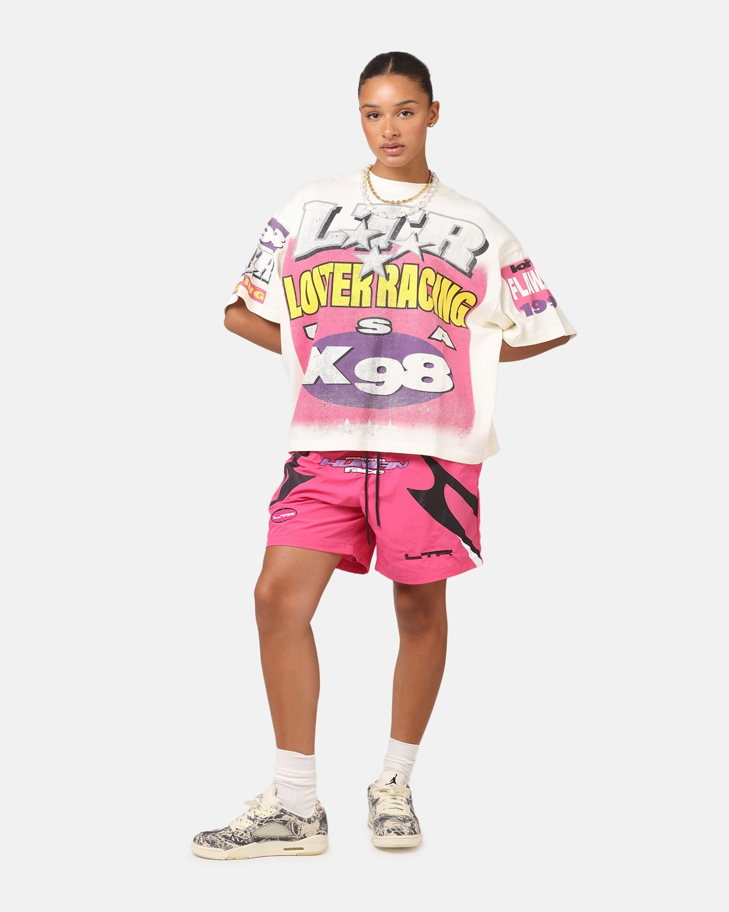 Loiter Motorway Walk Shorts Pink Multi Pocket Design