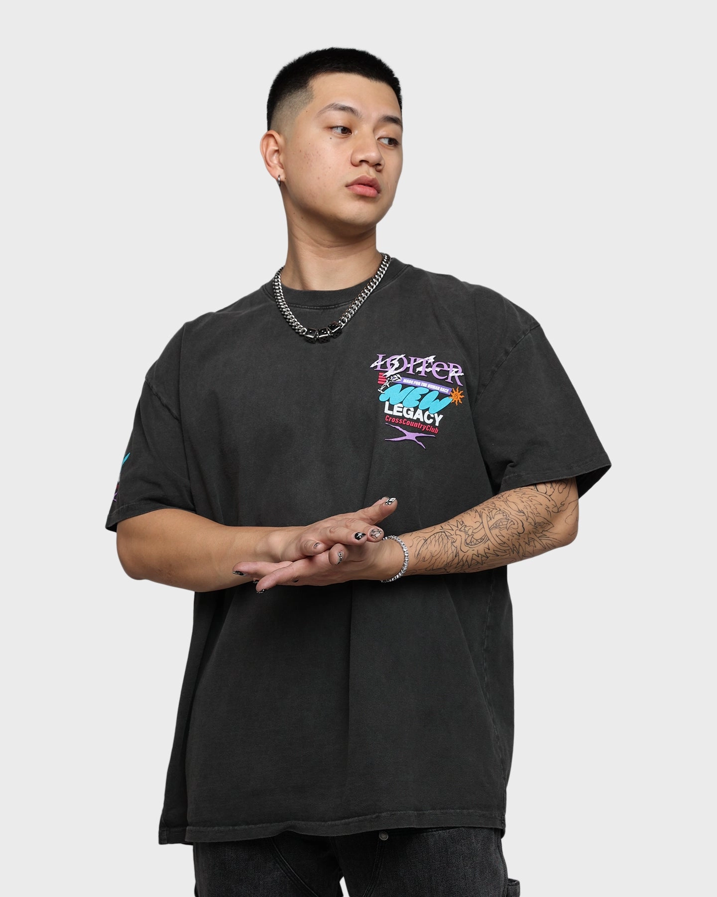 Summer Wardrobe Fashion-Forward Fit Loiter New Legacy Ultra Premium Vintage T-Shirt Black Wash