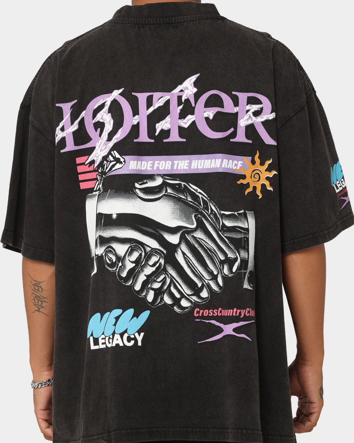 Loiter New Legacy Vintage T-Shirt Vintage Black Layered Hem Design Chic