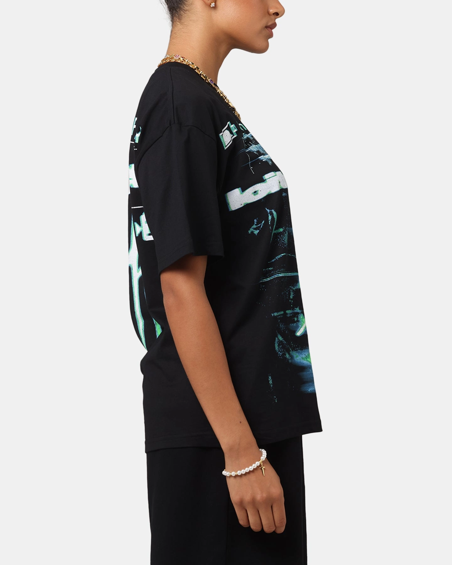 Classic Crew Neck Loiter Night Crawler Drop T-Shirt Black
