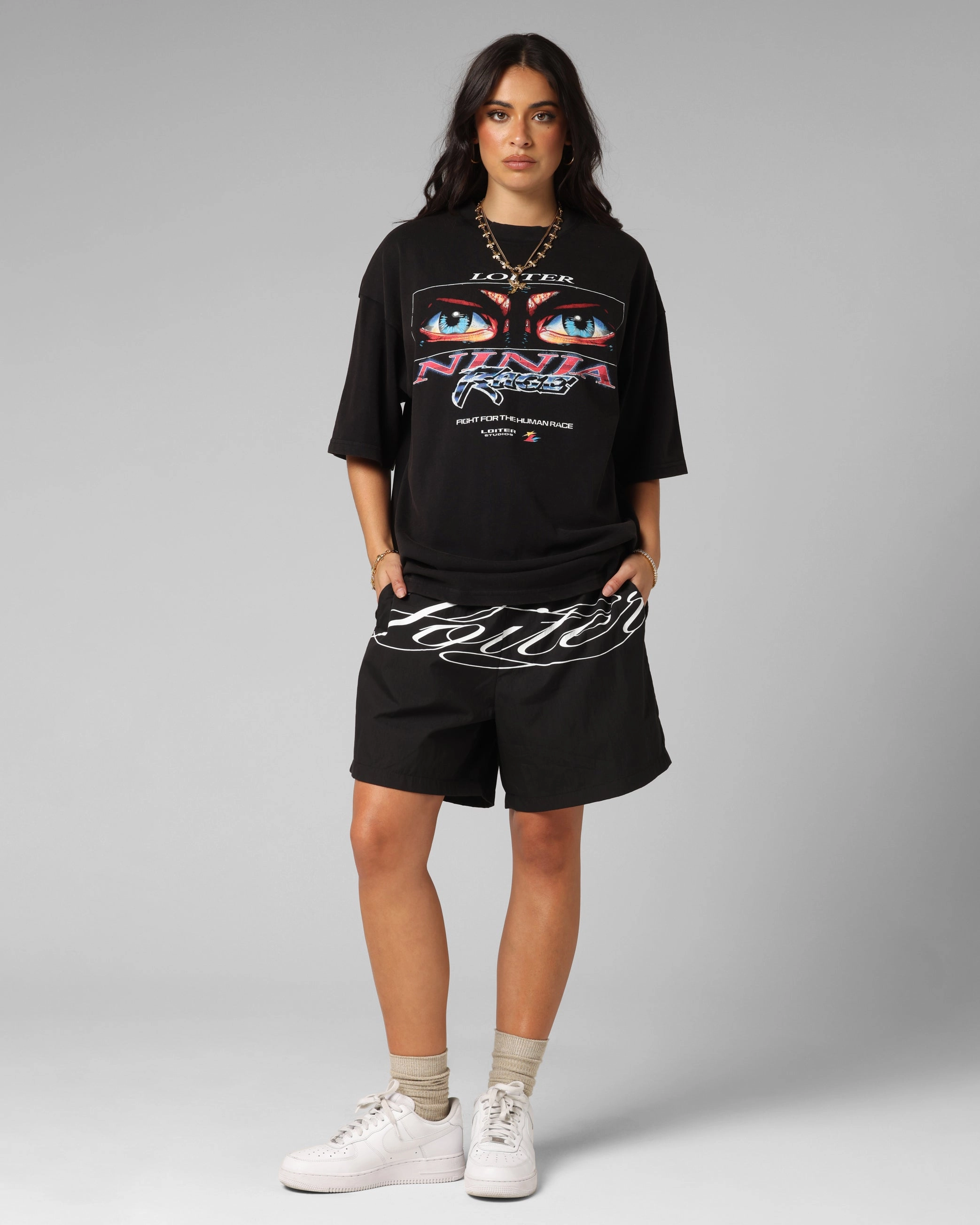 City Smart Cool Comfort Loiter Ninja Vintage T-Shirt Vintage Black
