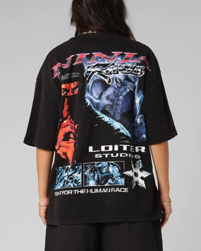 Loiter Ninja Vintage T-Shirt Vintage Black Men's masculinity