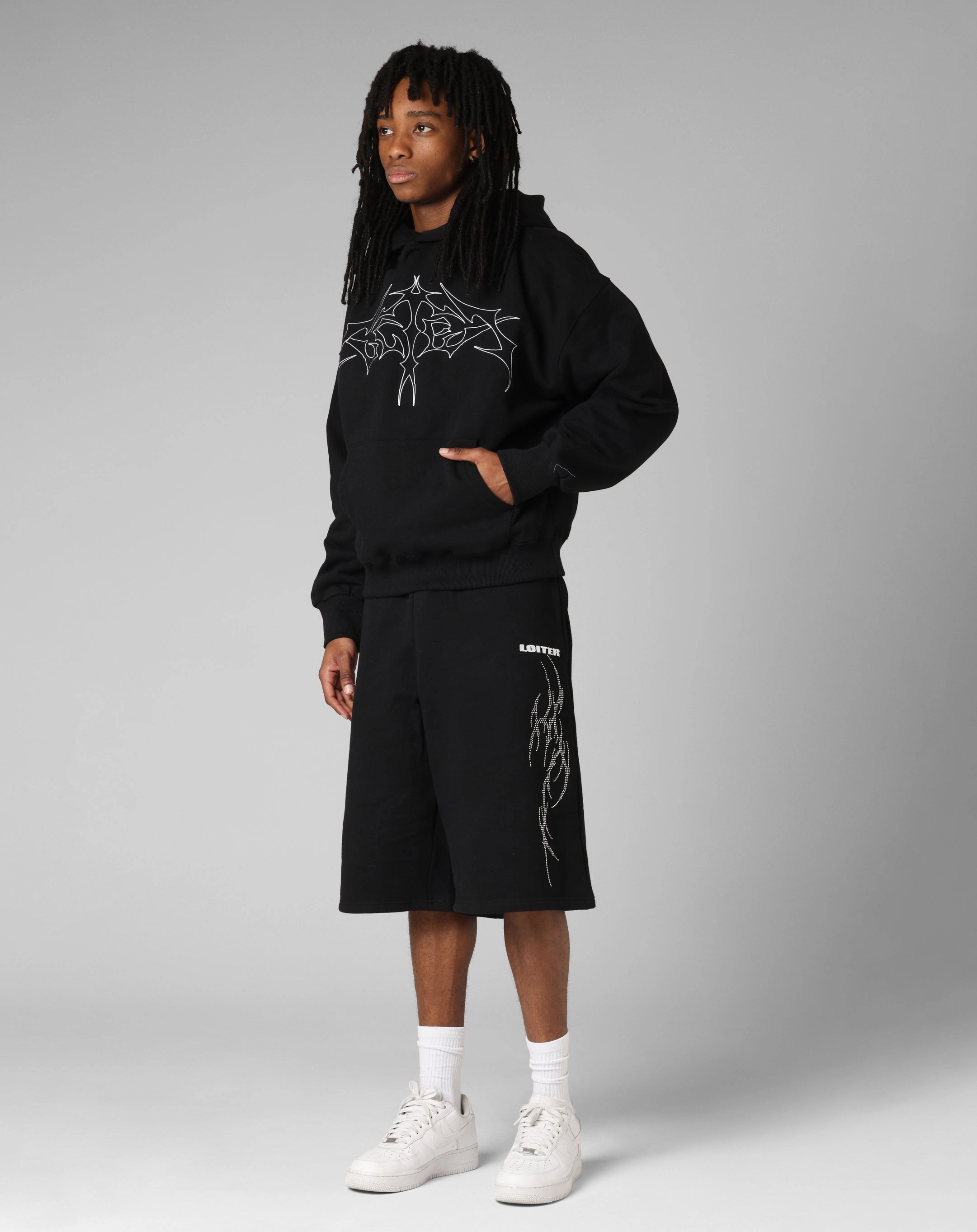 Loiter Opaque Premium Hoodie Black Easy Zip Sport Fit