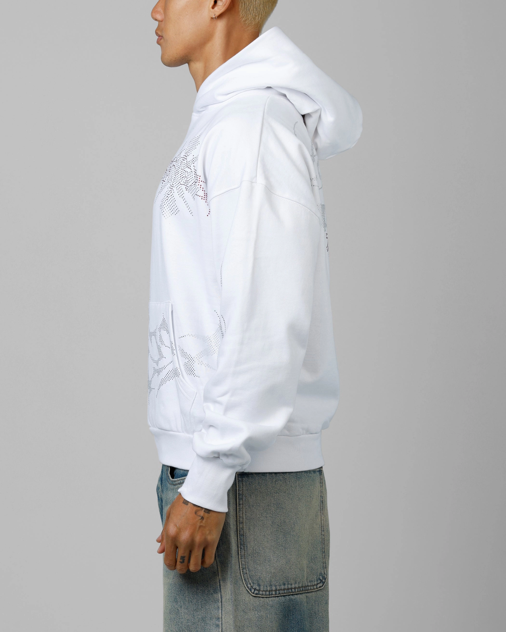 Loiter Opaque Rhinestone Premium Hoodie Off White baristas