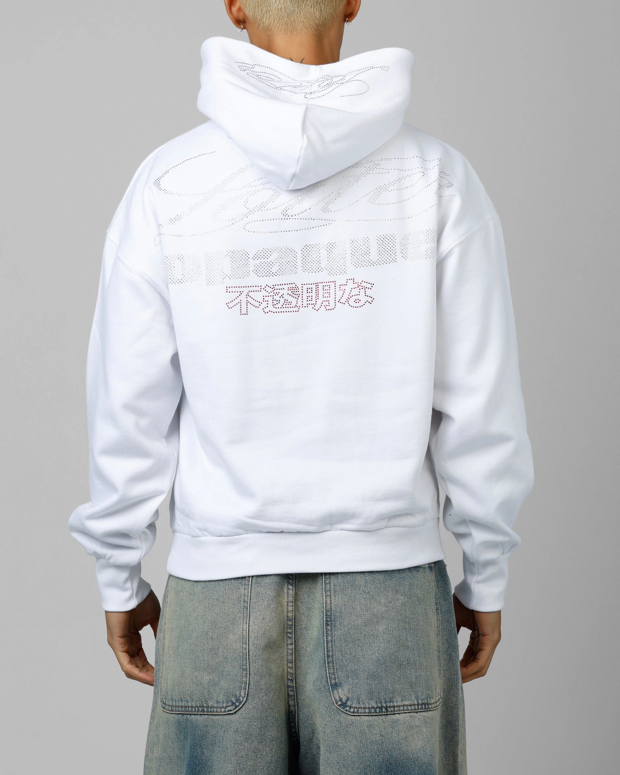 Sport Edge Commute Loiter Opaque Rhinestone Premium Hoodie Off White