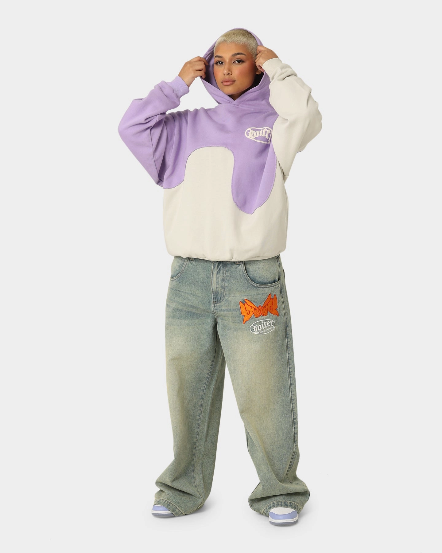 Removable Inner Layer fireplace Loiter Palette Hoodie Purple/Grey