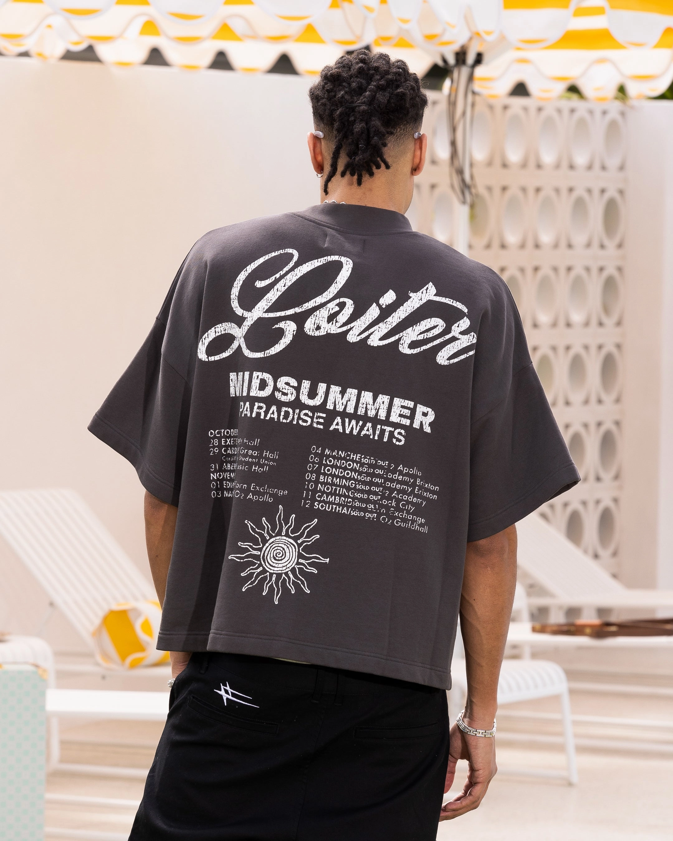 Loiter Palm Spring Box T-Shirt Charcoal Casual Layer Look Versatile Apparel