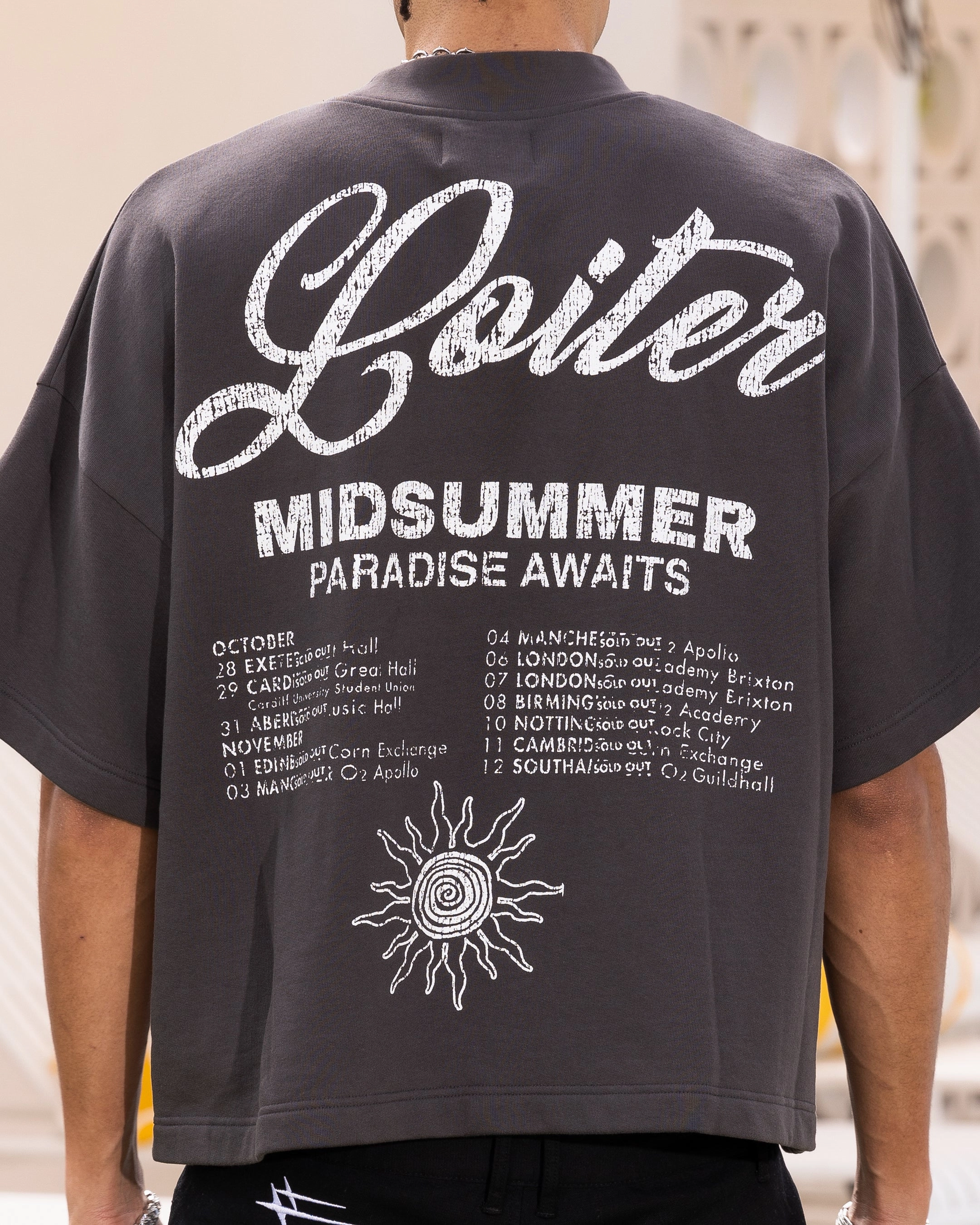 Loiter Palm Spring Box T-Shirt Charcoal Street Outfit Natural Fiber Blend