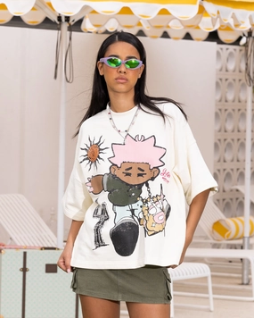 Durable Construction Classic Outfit Loiter Palm Spring Box T-Shirt Off White