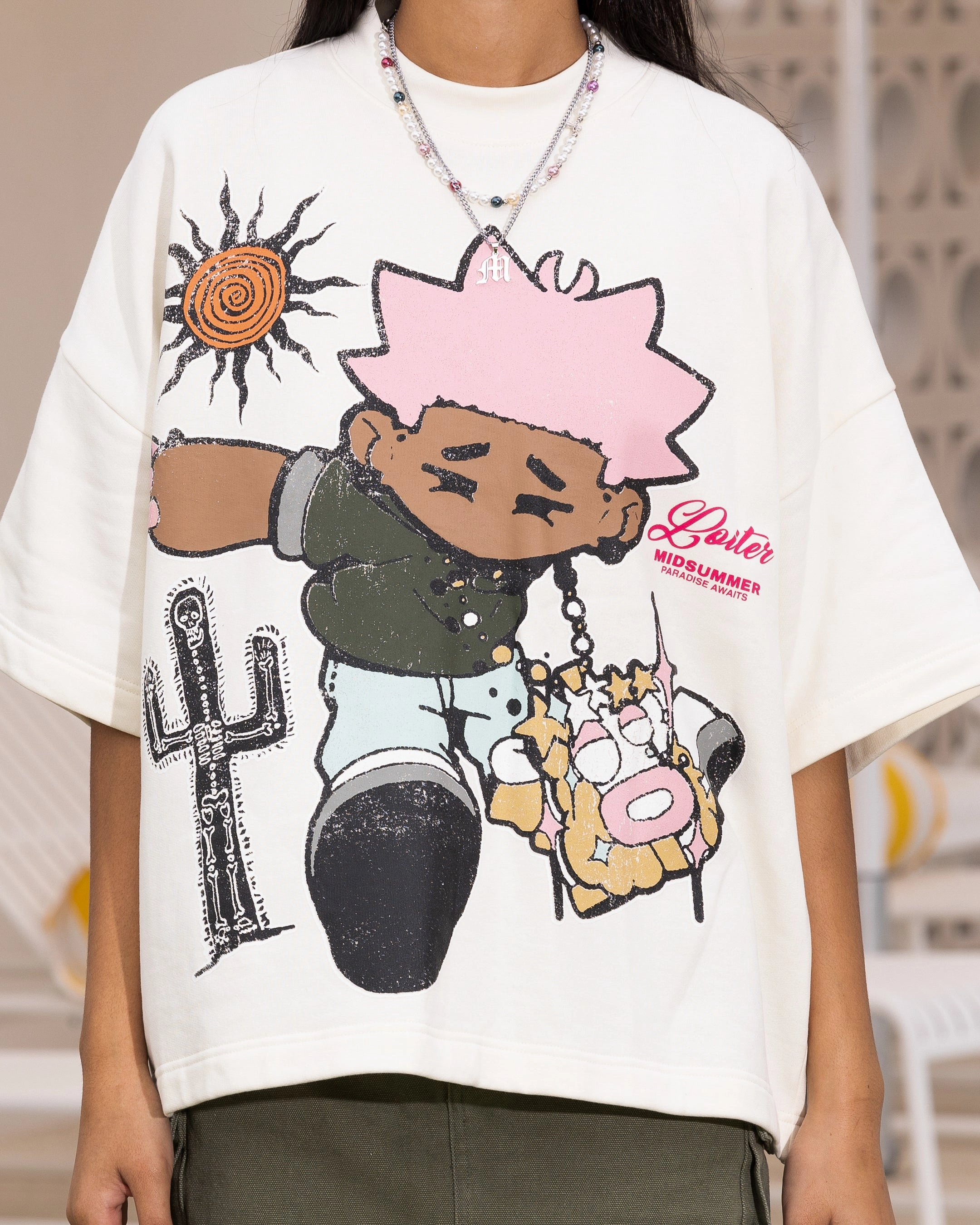 Stylish Design Cool Layer Wear Loiter Palm Spring Box T-Shirt Off White