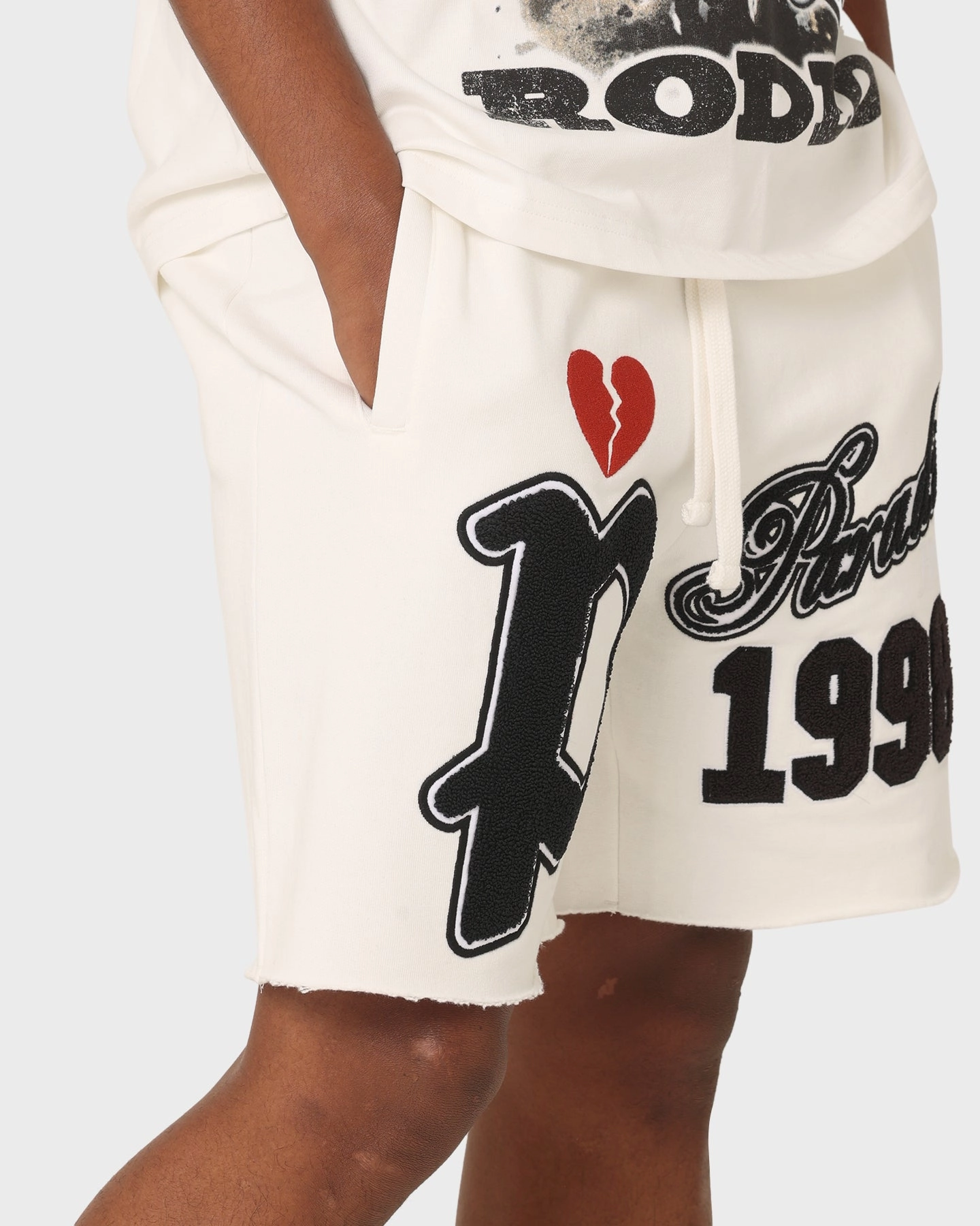 Loiter Paradise Fleece Shorts White Flexible Material Quick Release Fastener