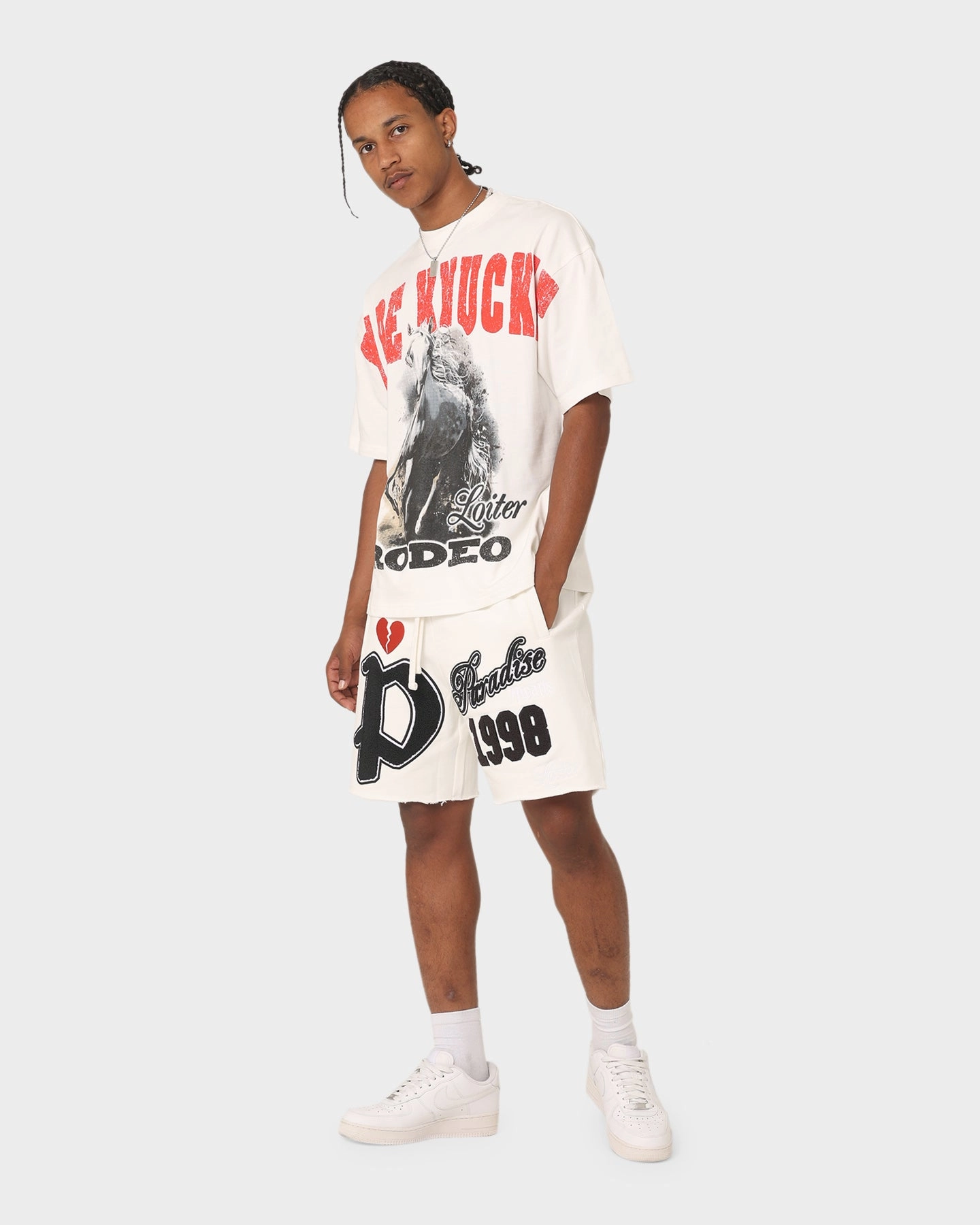 campers Loiter Paradise Fleece Shorts White