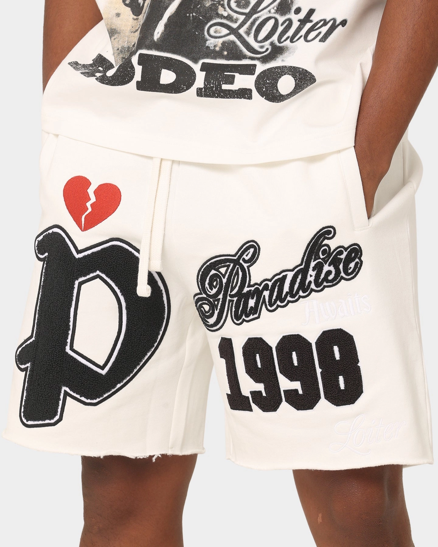 Loiter Paradise Fleece Shorts White surfing gear Ombre effect