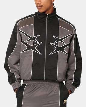Adjustable Fleece Lined Interior Loiter Paradise Track Jacket Black/Grey