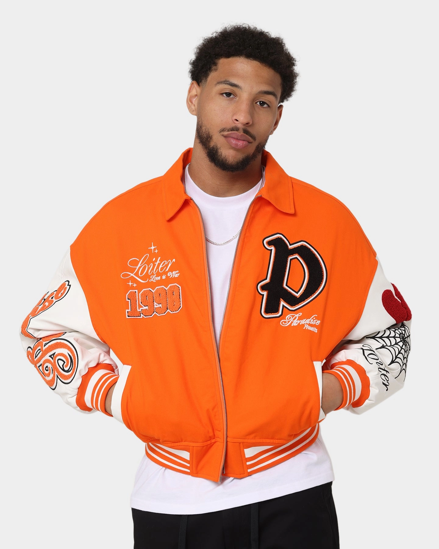 Loiter Paradise Varsity Jacket Orange Dream