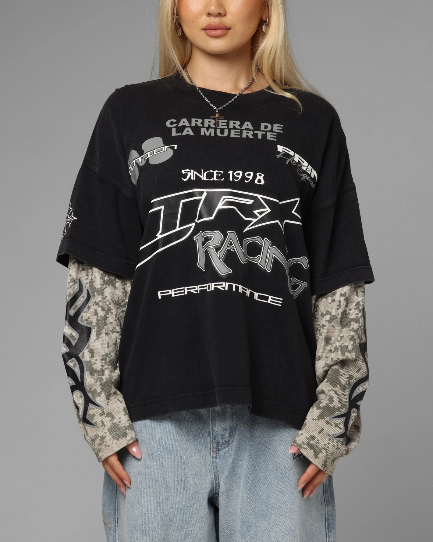 Loiter Performance Layered Long Sleeve T-Shirt Vintage Black Weekend Essential Outdoor Smart