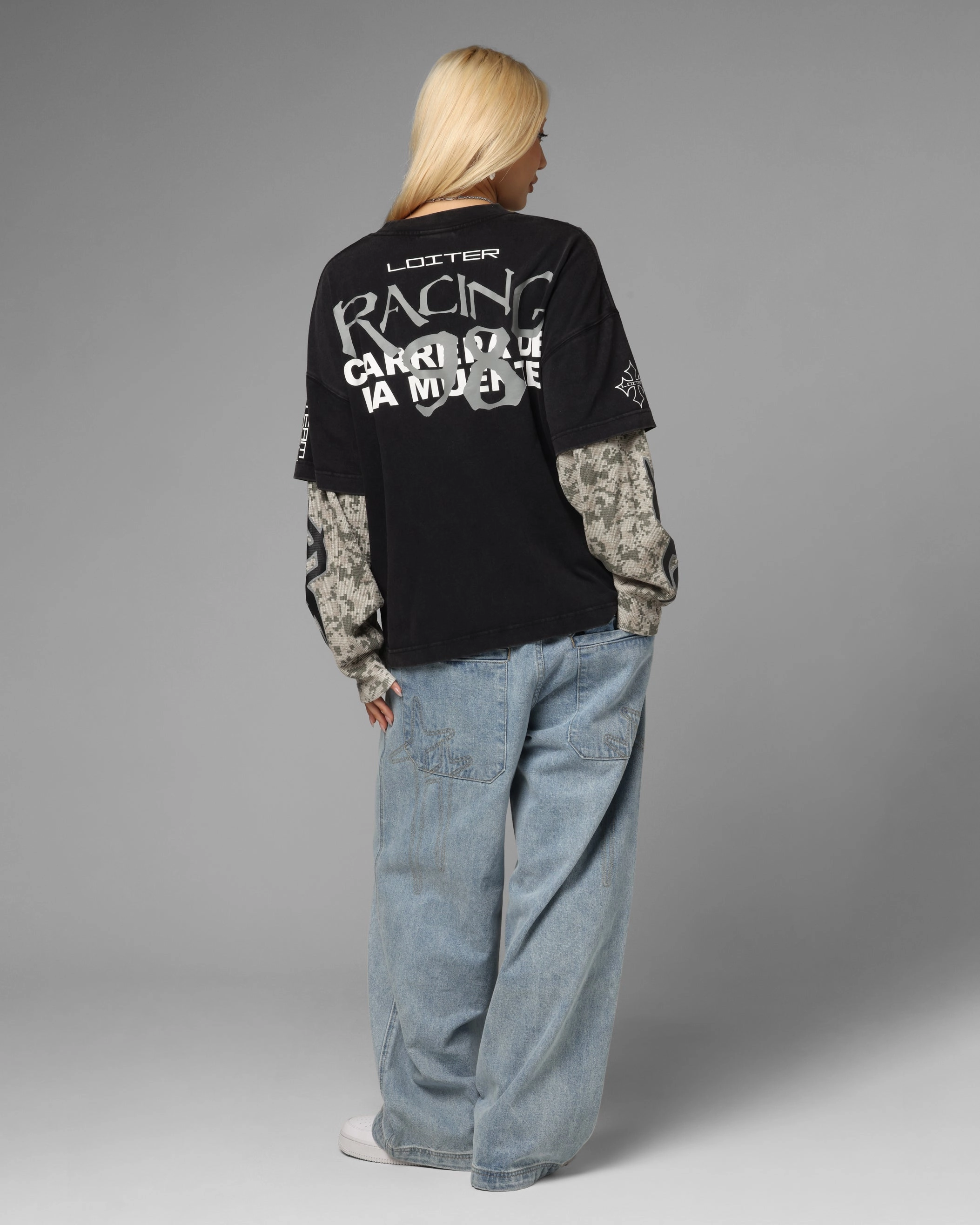 Smart Fit Kids playfulness Loiter Performance Layered Long Sleeve T-Shirt Vintage Black
