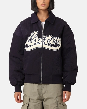 Loiter Pitch Varsity Jacket Navy Zip Off Detailing Windshield Coat