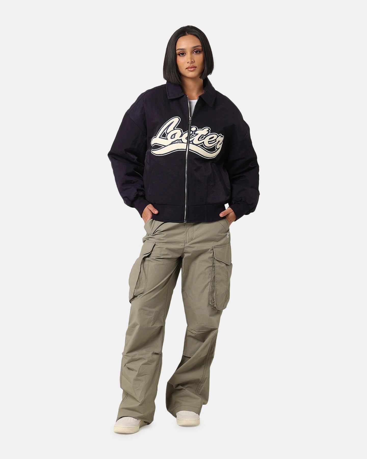 Loiter Pitch Varsity Jacket Navy Dry
