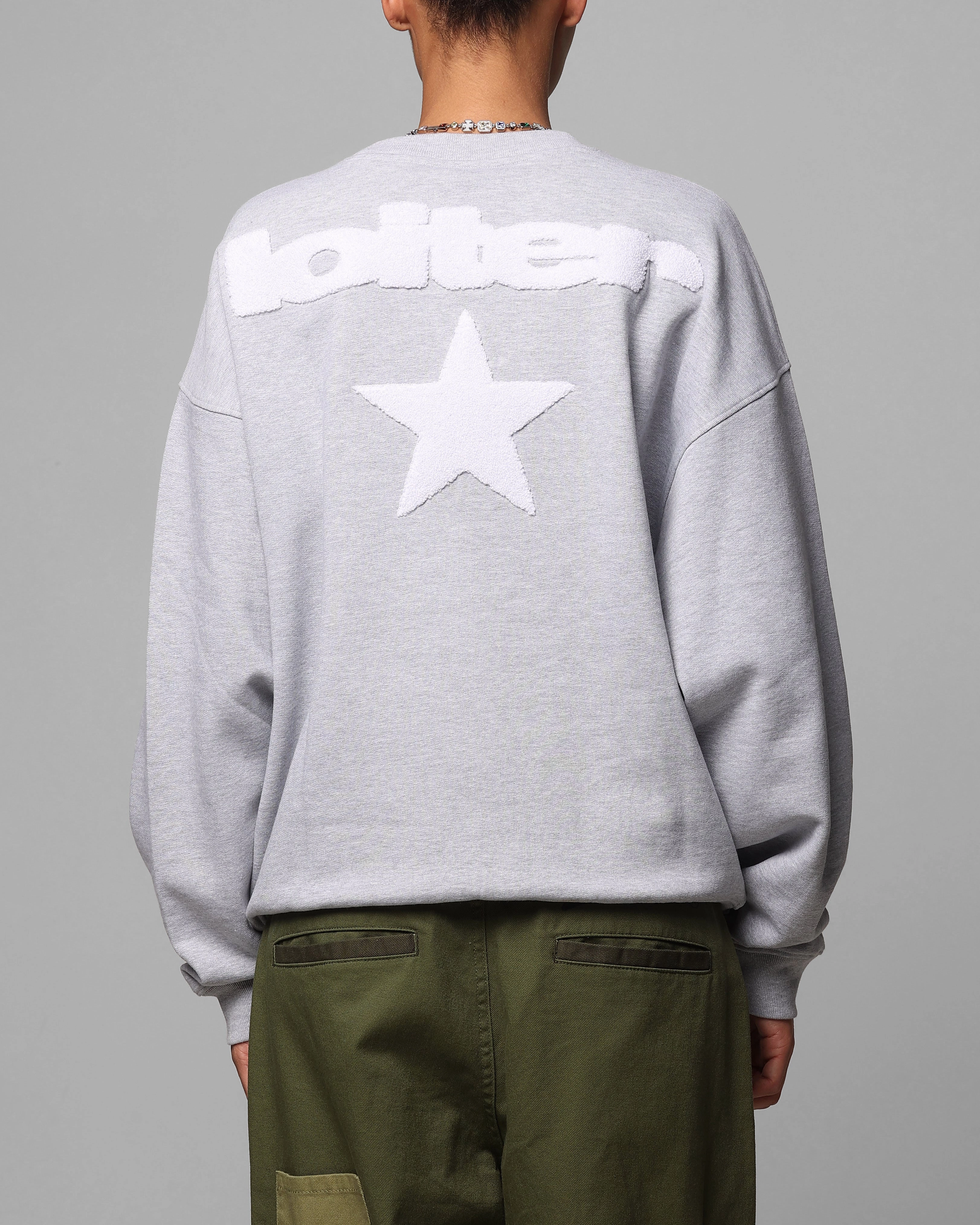 Double Layered Collar Loiter Premium Essentials Crewneck Grey Marle