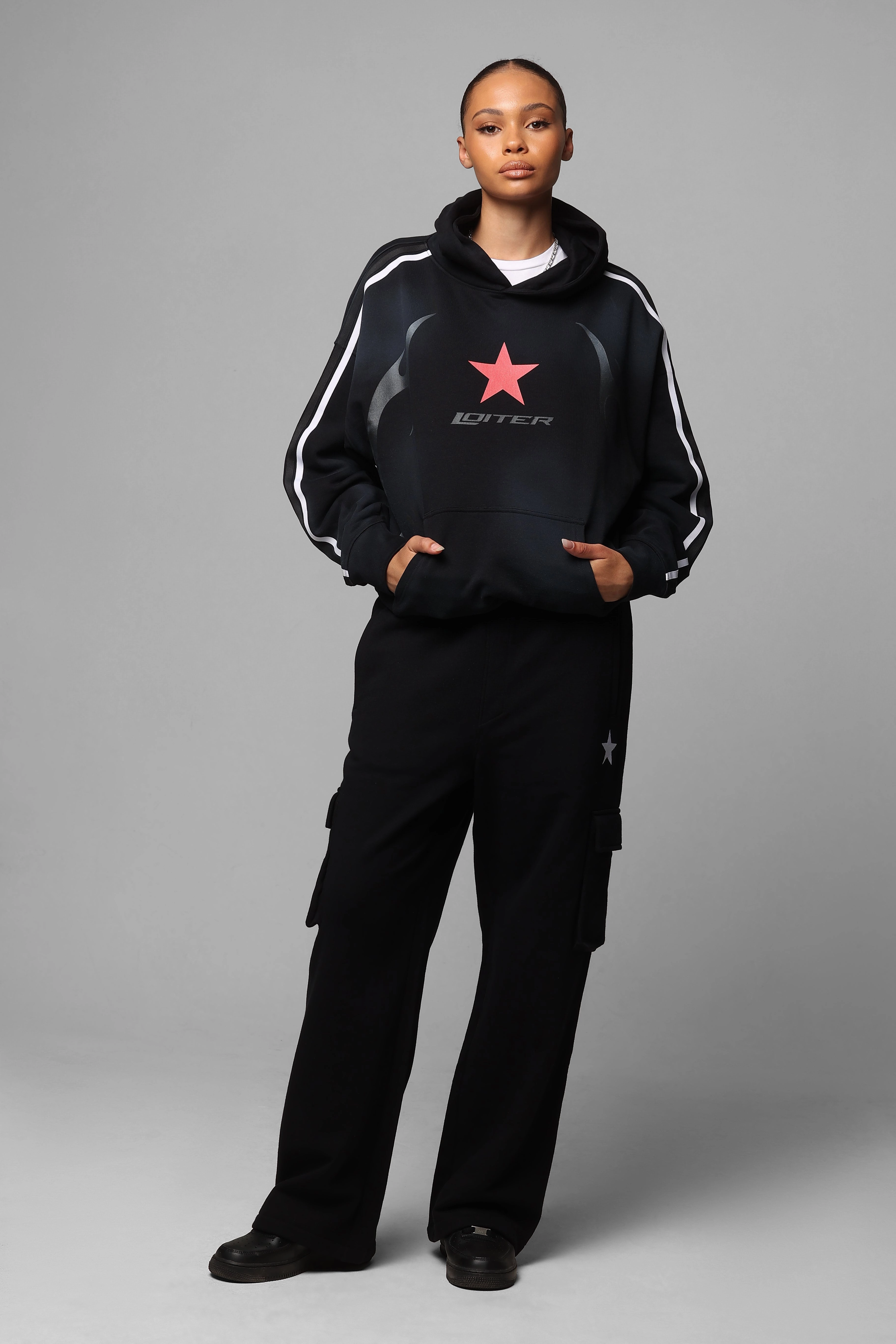 Loiter Premium Essentials Sweatpants Black/White ComfortFit WrinkleFreeFinish