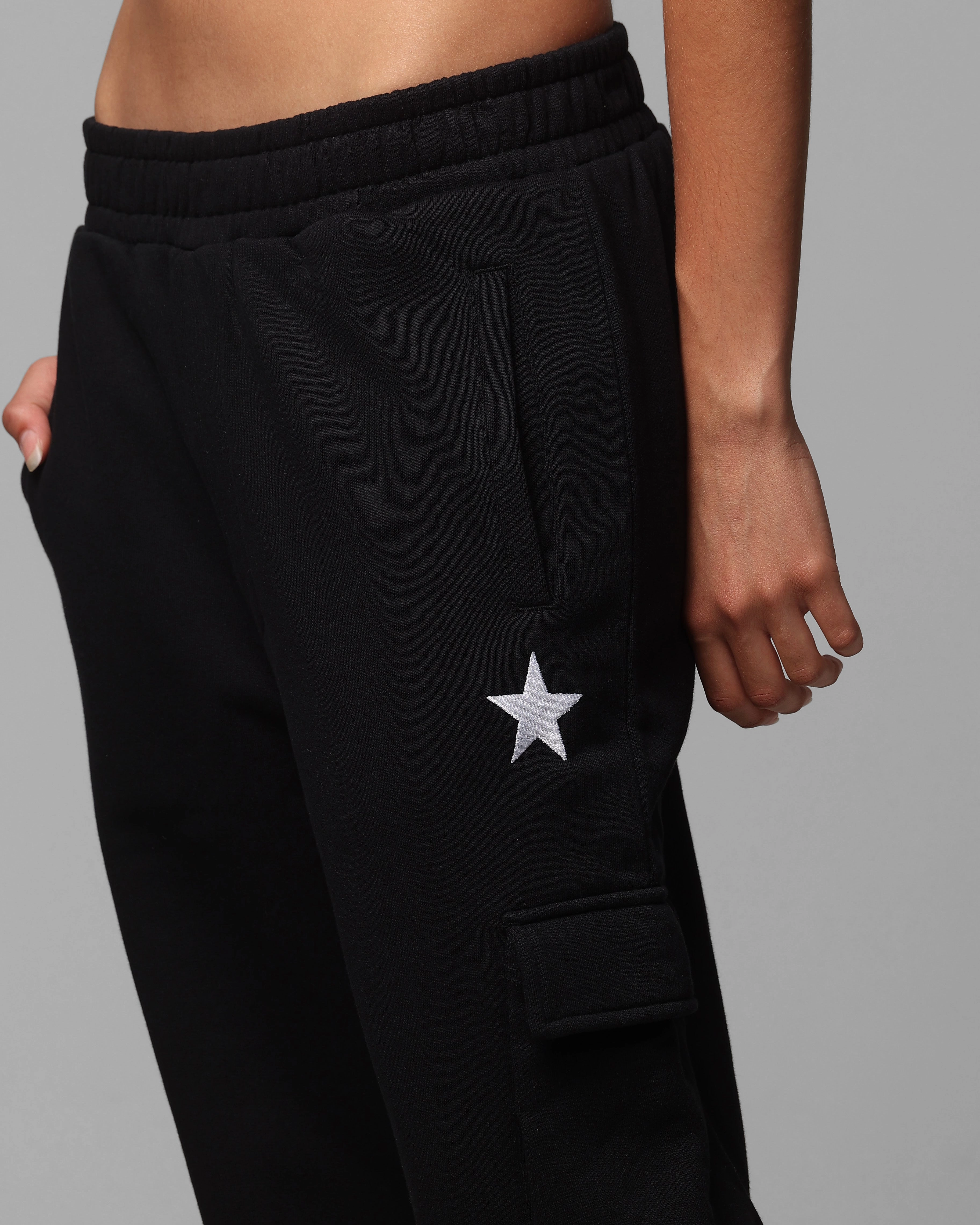 Stretchable Reinforced Knees Loiter Premium Essentials Sweatpants Black/White