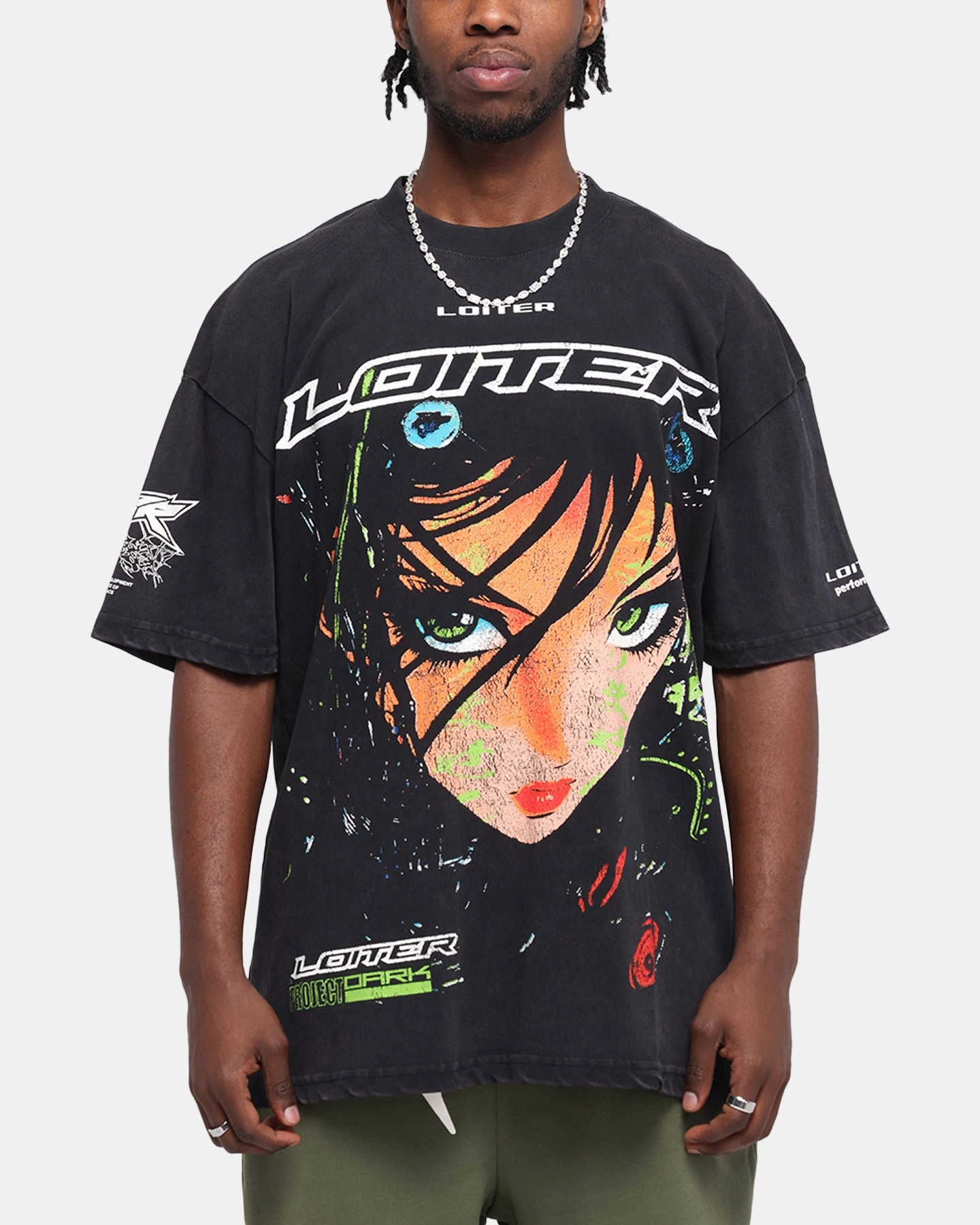 Loiter Project Dark Vintage T-Shirt Black Acidwash Thermal Regulation Fabric Chic Casual Wear