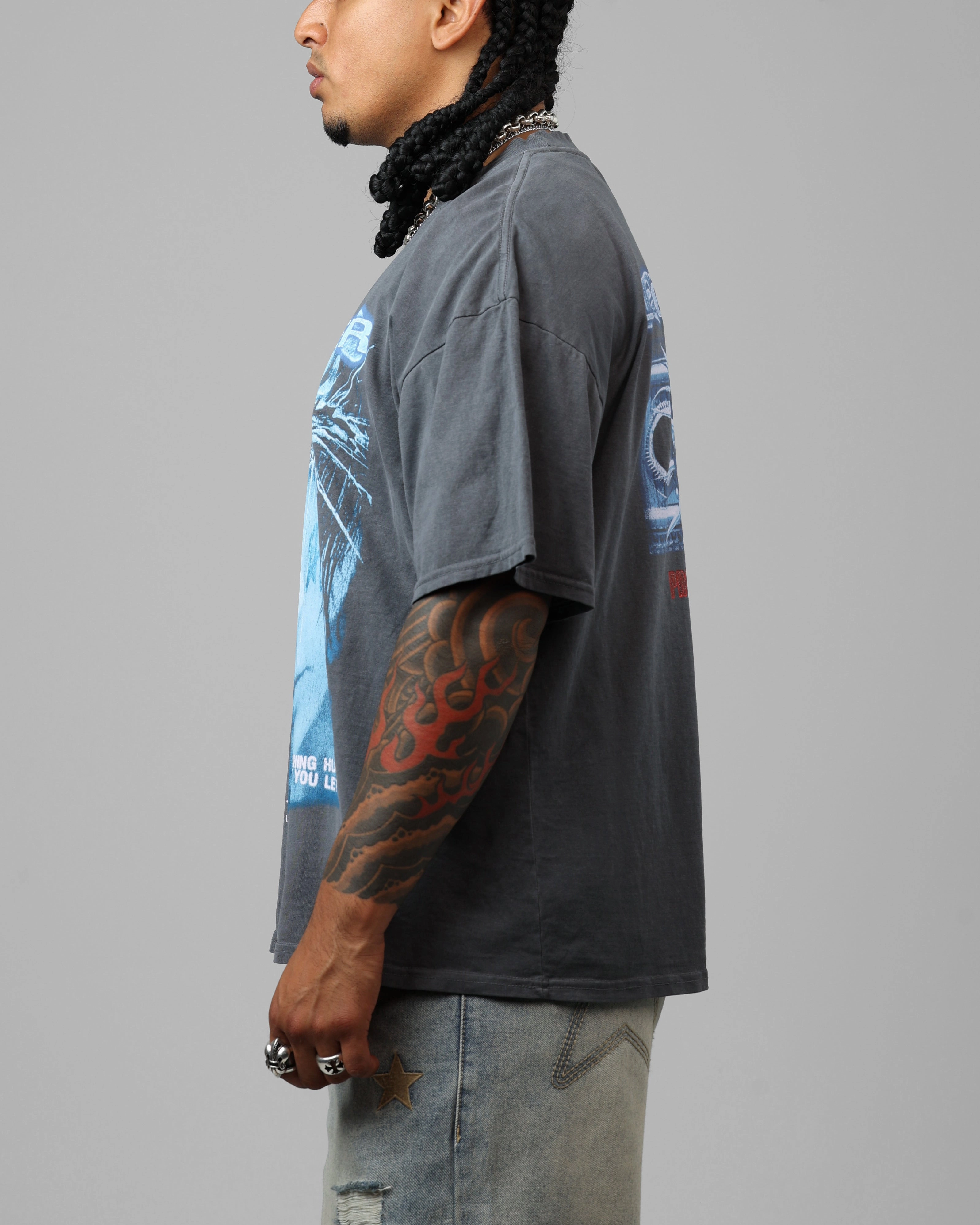 Breathable Fit Wear Micro Perforation Loiter Project Dark Vintage T-Shirt Washed Charcoal