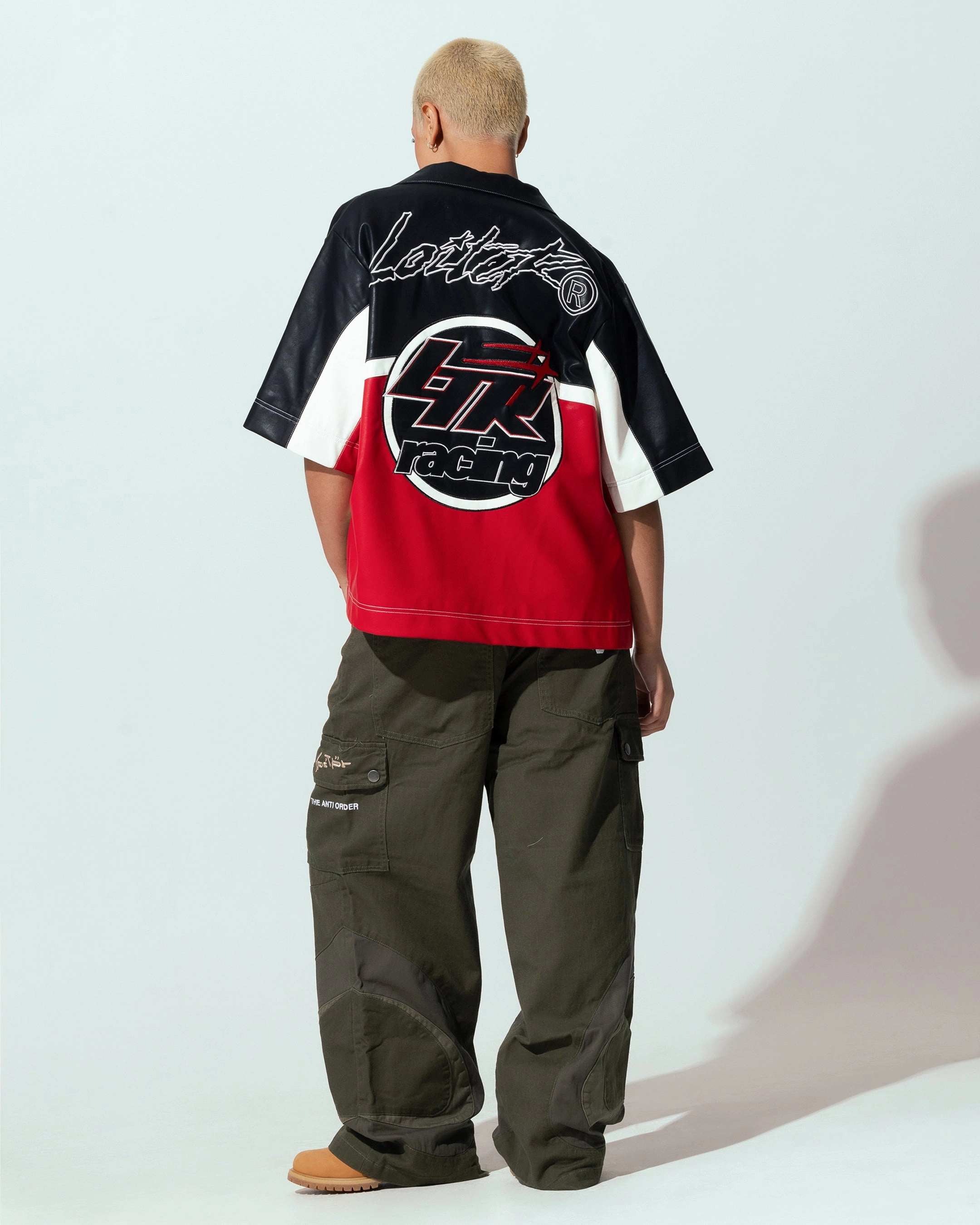 Loiter Racer Button Up Shirt Black/Red water - resistant