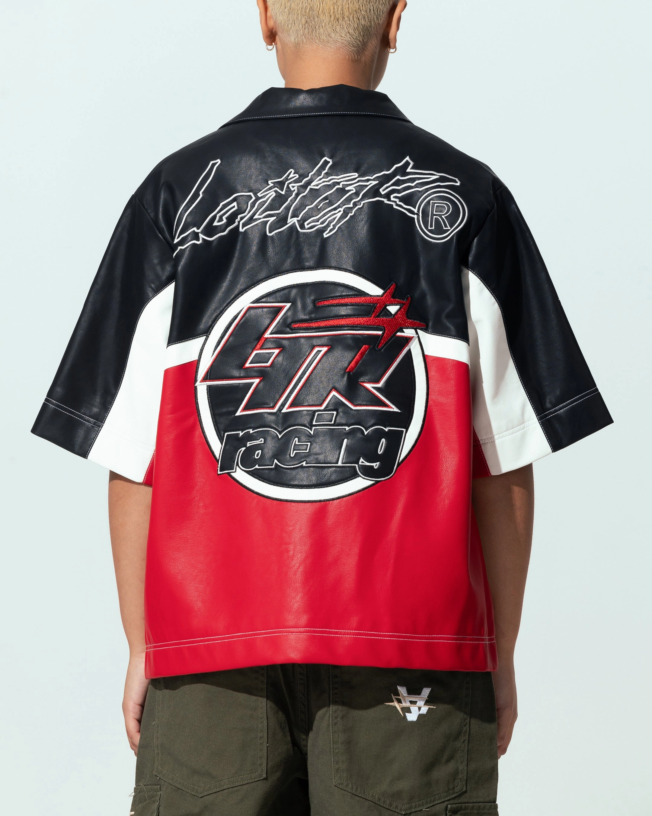 Loiter Racer Button Up Shirt Black/Red Equity YKK Zipper