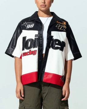 Loiter Racer Button Up Shirt Black/Red Thermal regulation Double Layered Hood