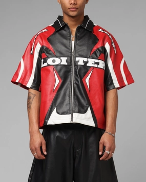 Loiter Racer Vegan Leather Shirt Red/Black Outerwear Companion