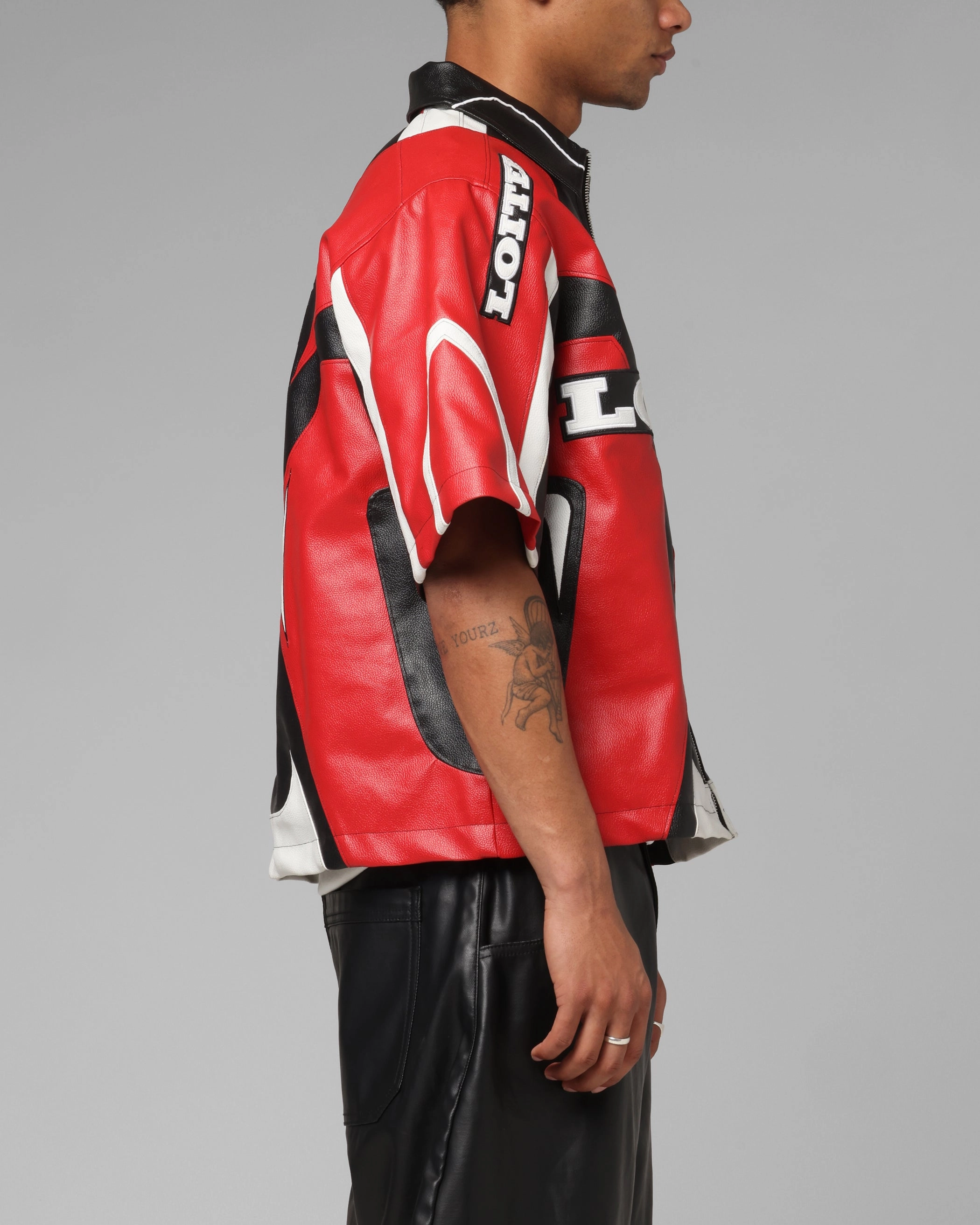 Gift Idea Loiter Racer Vegan Leather Shirt Red/Black
