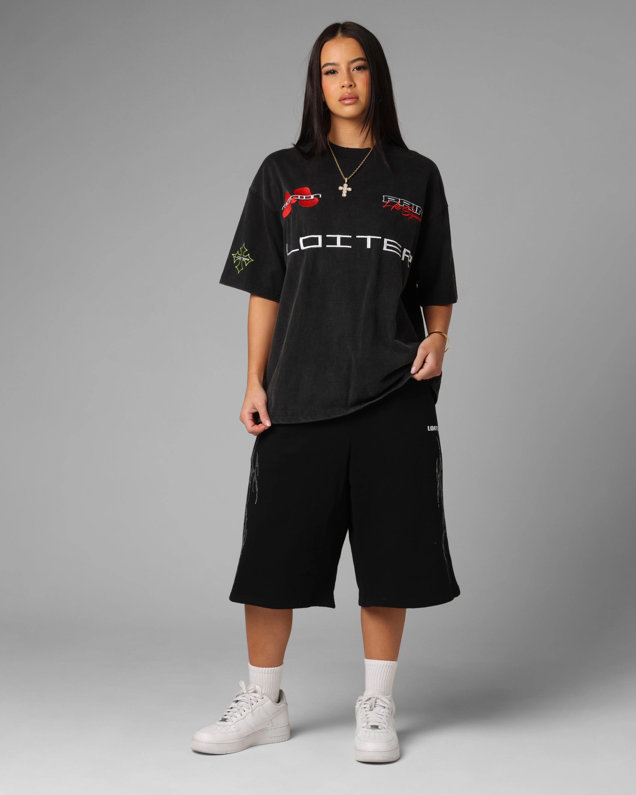 Comfortable Layering NoSideSeam Loiter Racing Premium T-Shirt Charcoal