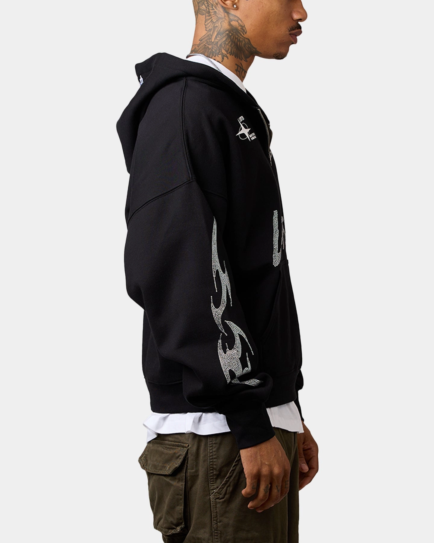 Loiter Rave Rhinestone Hoodie Black Transport - efficient low altitude use