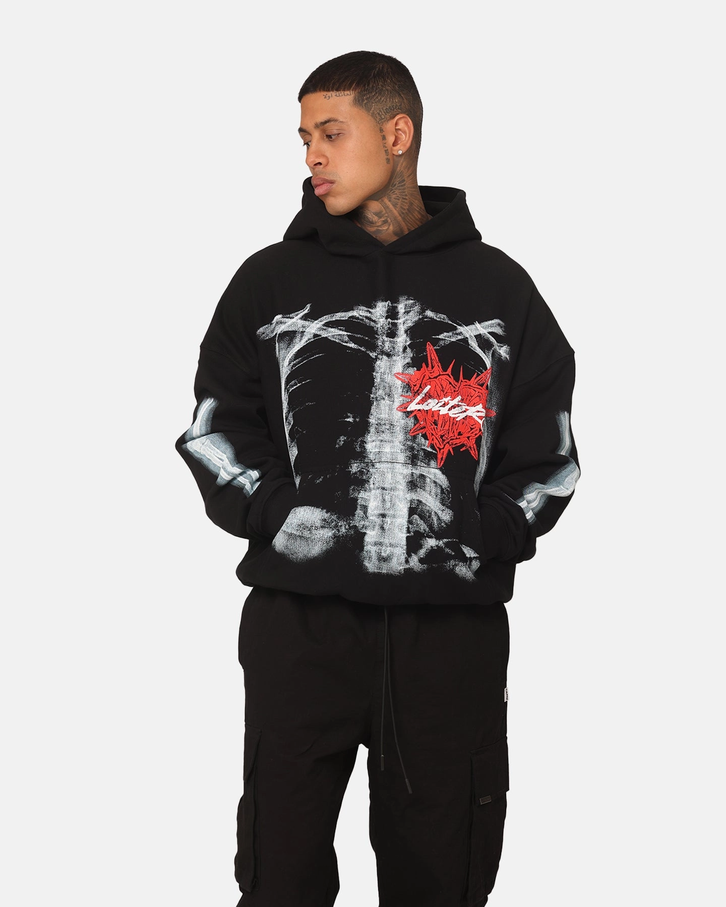 Loiter Ribcage Vintage Hoodie Black Money UV Protective Layer