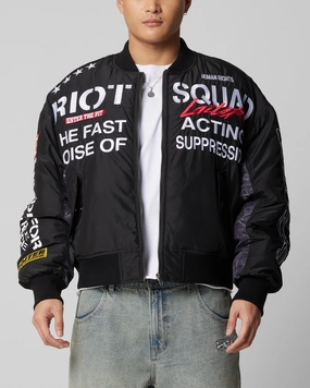 All Season Fit Dispute Loiter Riot Squad Bomber Jacket Black